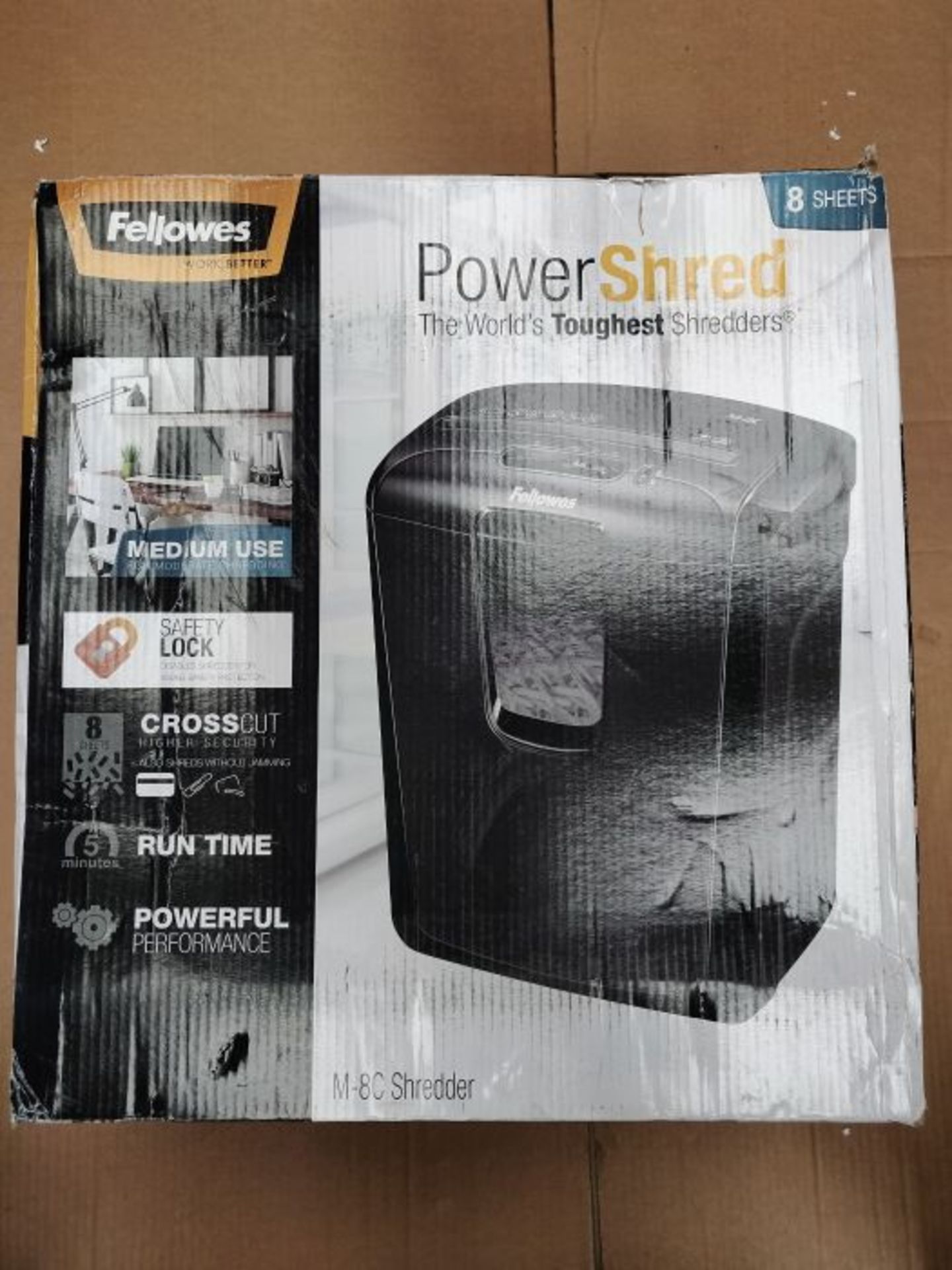 Fellowes Powershred M-8C 8 Sheet Cross Cut Personal Shredder with Safety Lock - Image 2 of 3