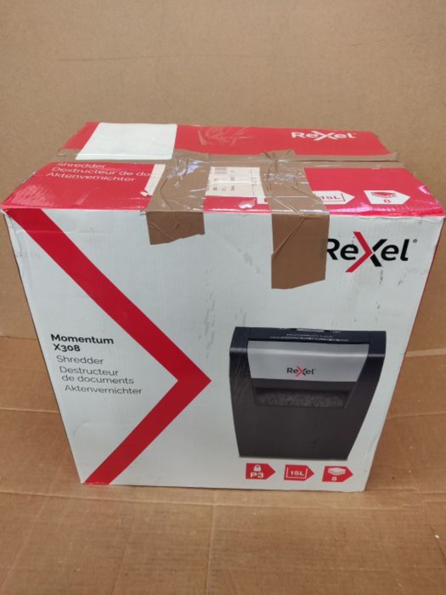 Rexel Momentum X308 Cross Cut Paper Shredder, Shreds 8 Sheets, 15 Litre Bin, Black, 21 - Image 2 of 3