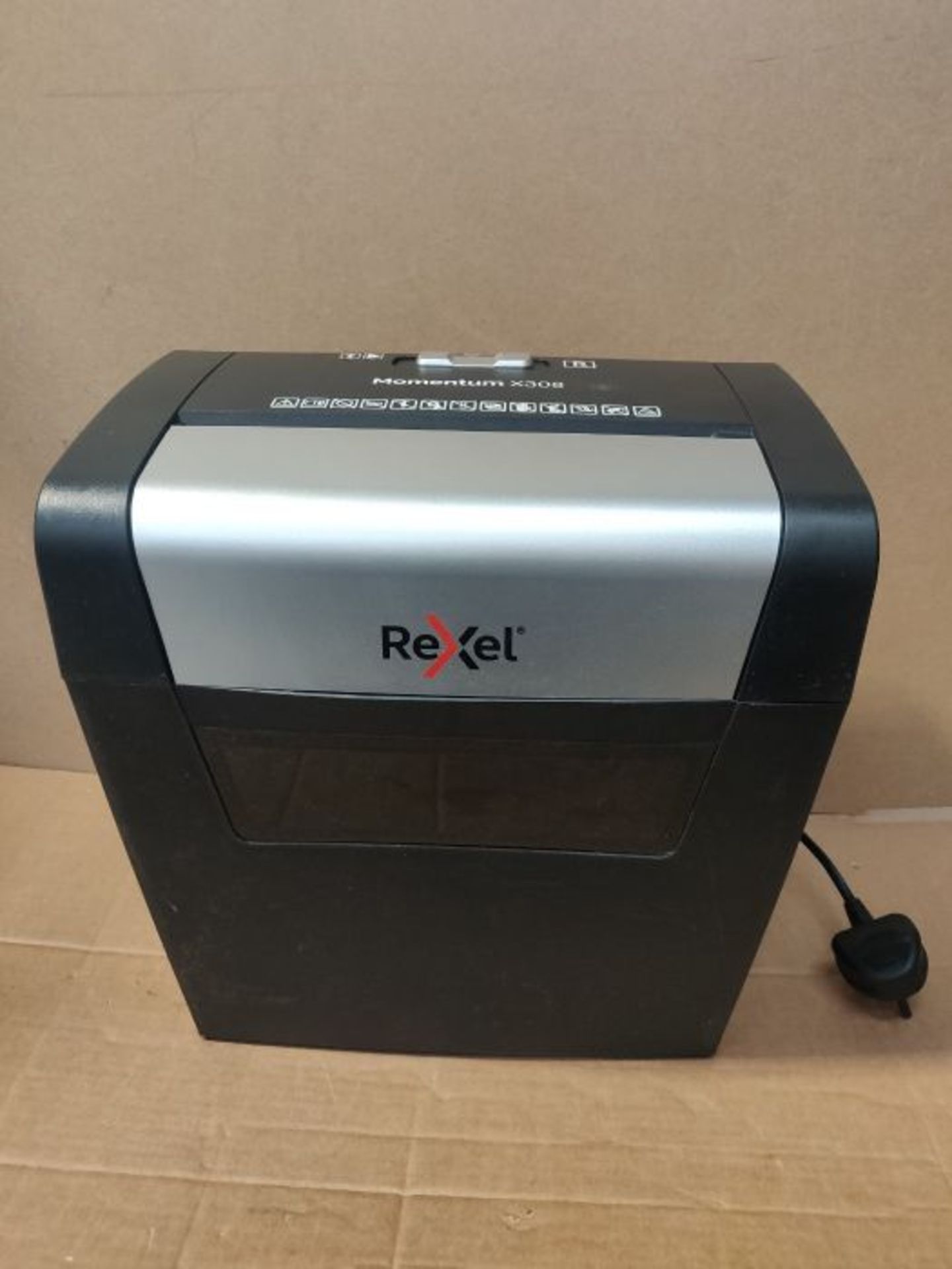 Rexel Momentum X308 Cross Cut Paper Shredder, Shreds 8 Sheets, 15 Litre Bin, Black, 21 - Image 3 of 3