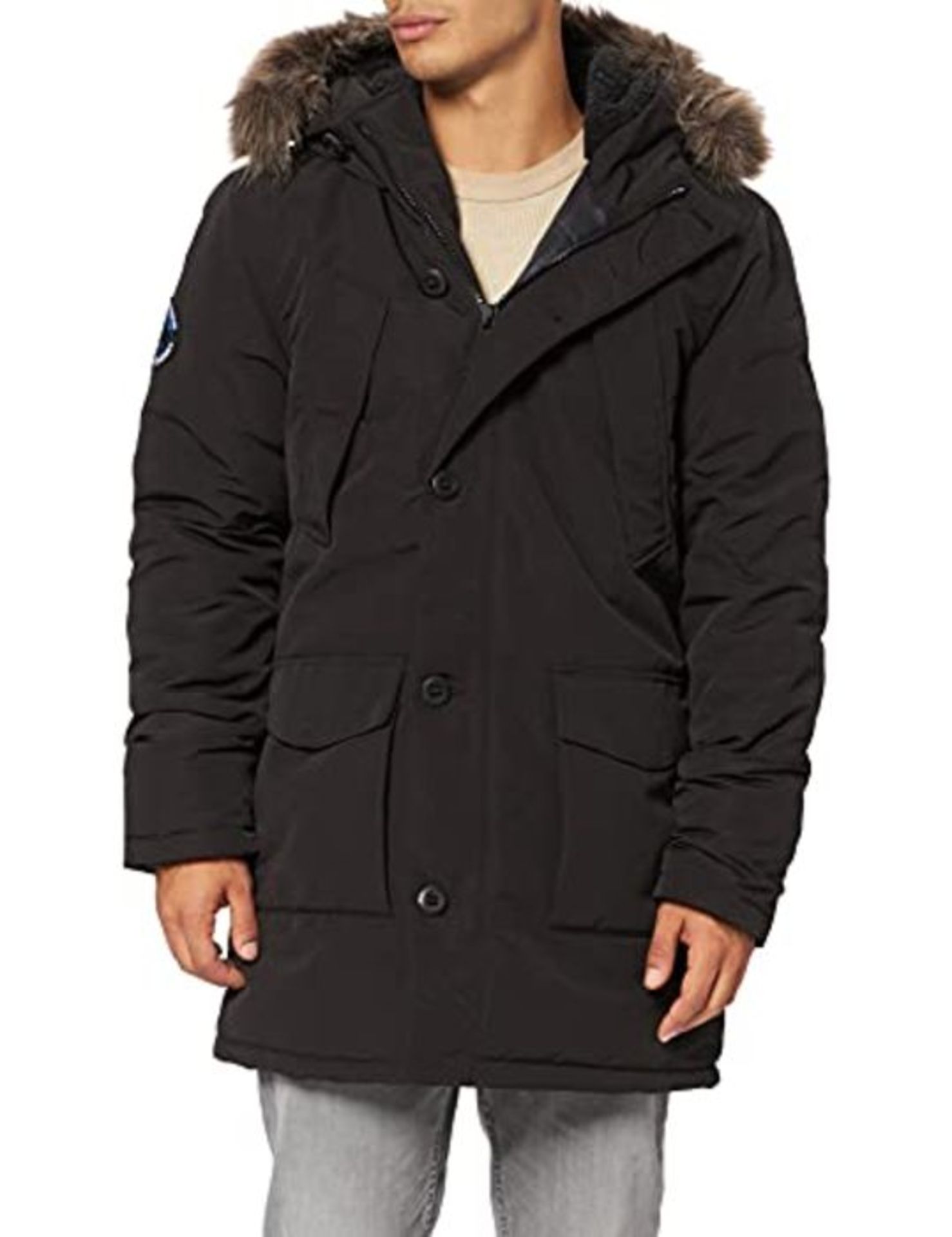 RRP £104.00 Superdry Mens Everest Parka, Jet Black, L