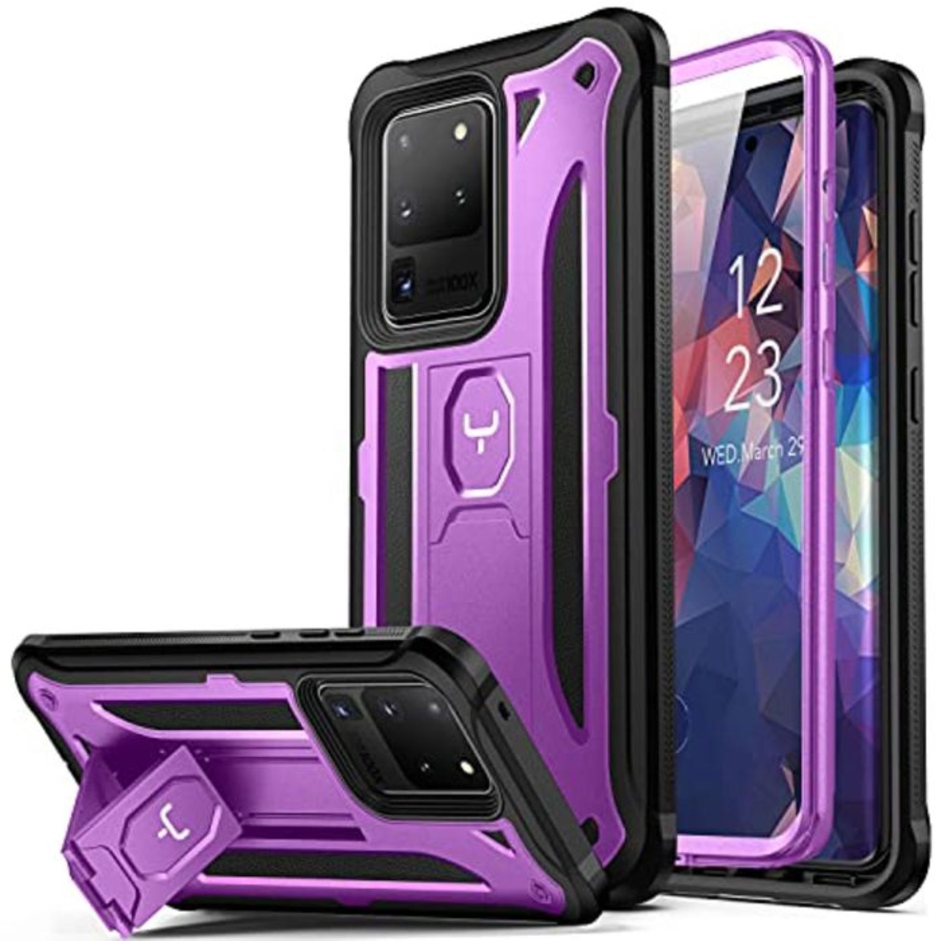 YOUMAKER Designed for Galaxy S20 Ultra 5G 6.9 Case with Built-in Screen Protector Kick