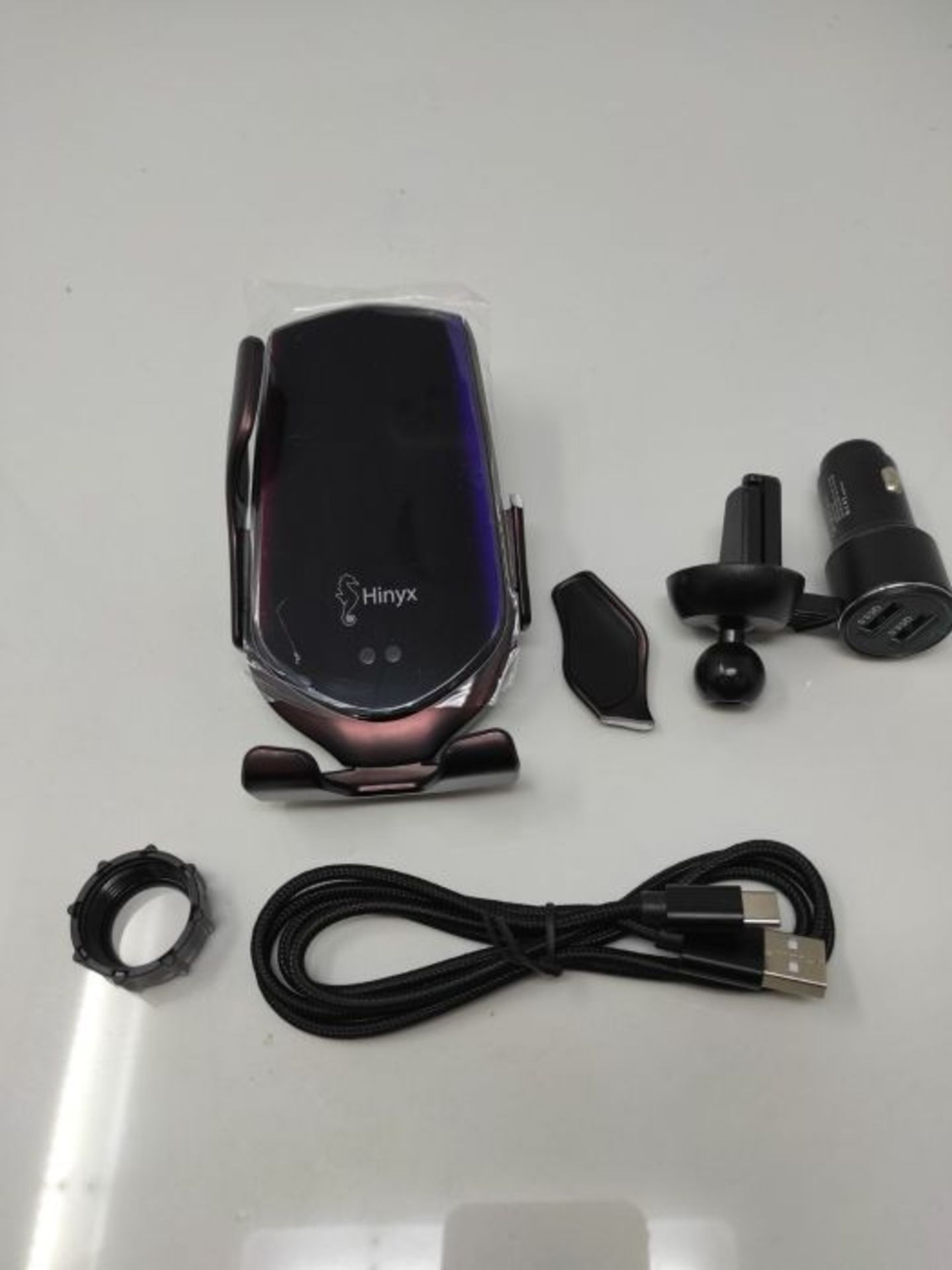 [CRACKED] Hinyx Wireless Car Charger - 2 in 1 Qi 15W Fast Wireless Auto-Clamp Charge C - Image 3 of 3