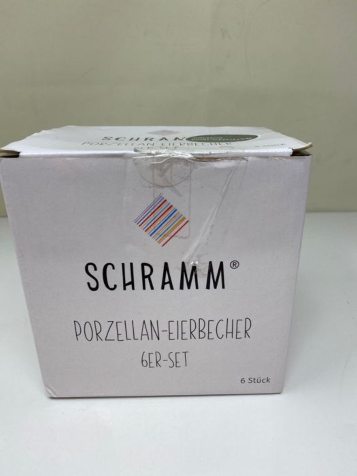 Schramm® 6 Egg Cups Curved Porcelain White Egg Holder with Shelf Egg Stand 6 Pack - Image 2 of 3