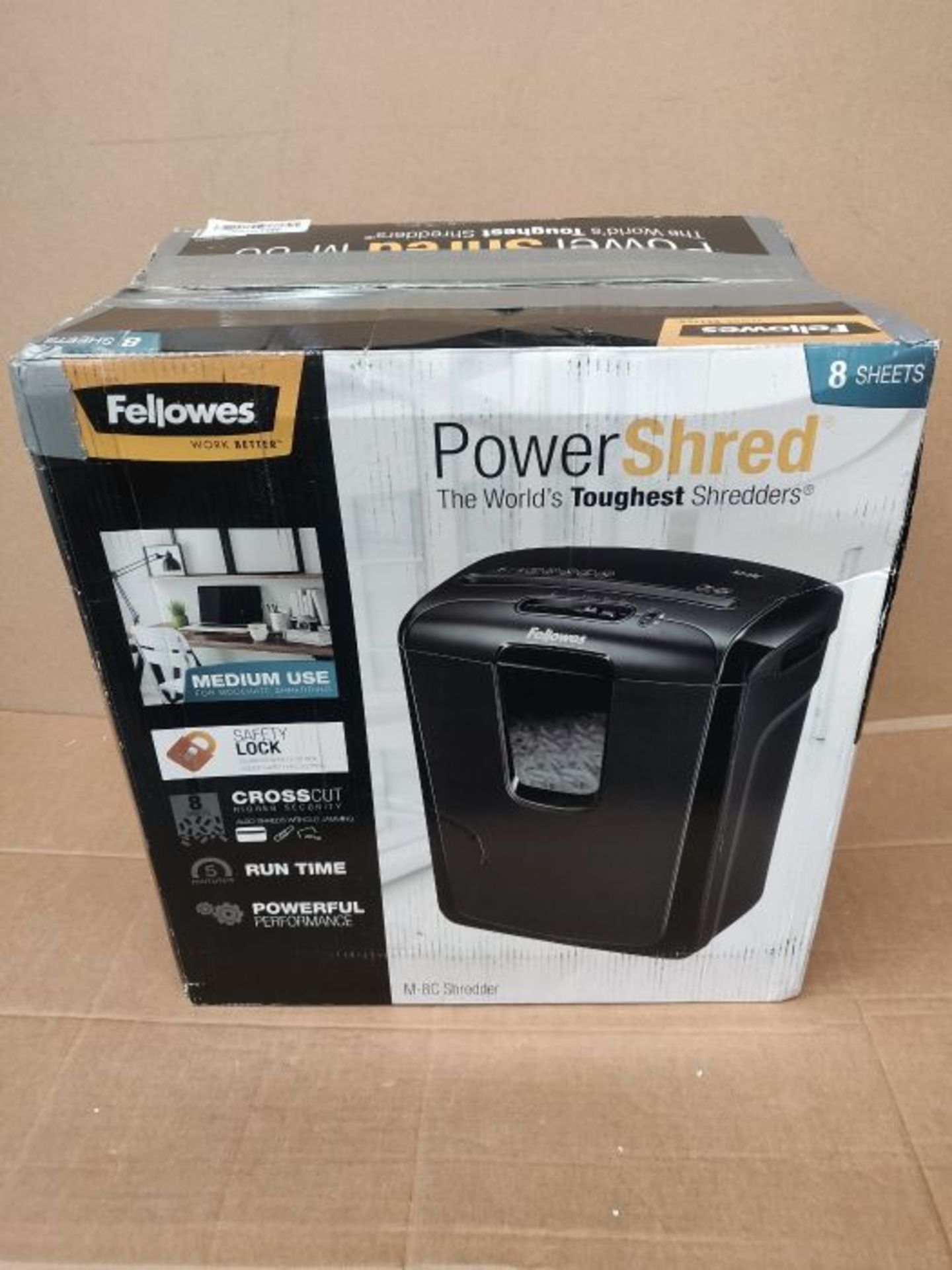 RRP ?54.00 Fellowes Powershred M-8C 8 Sheet Cross Cut Personal Shredder with Safety Lock - Image 2 of 3