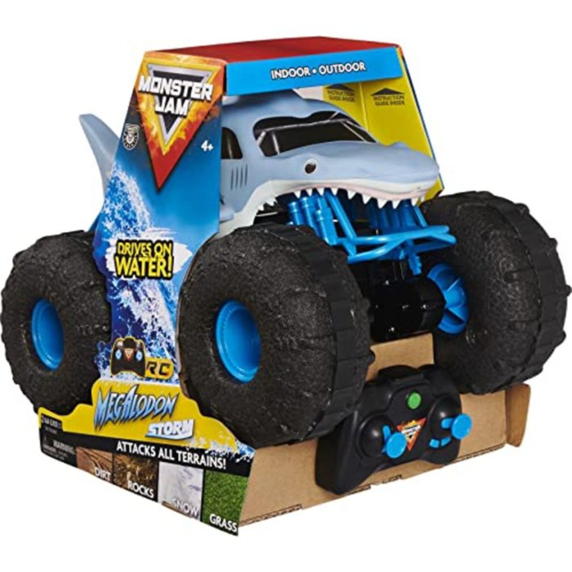 RRP ?59.00 Monster Jam Official Megalodon STORM All-Terrain Remote Control Monster Truck, 1:15 Sc