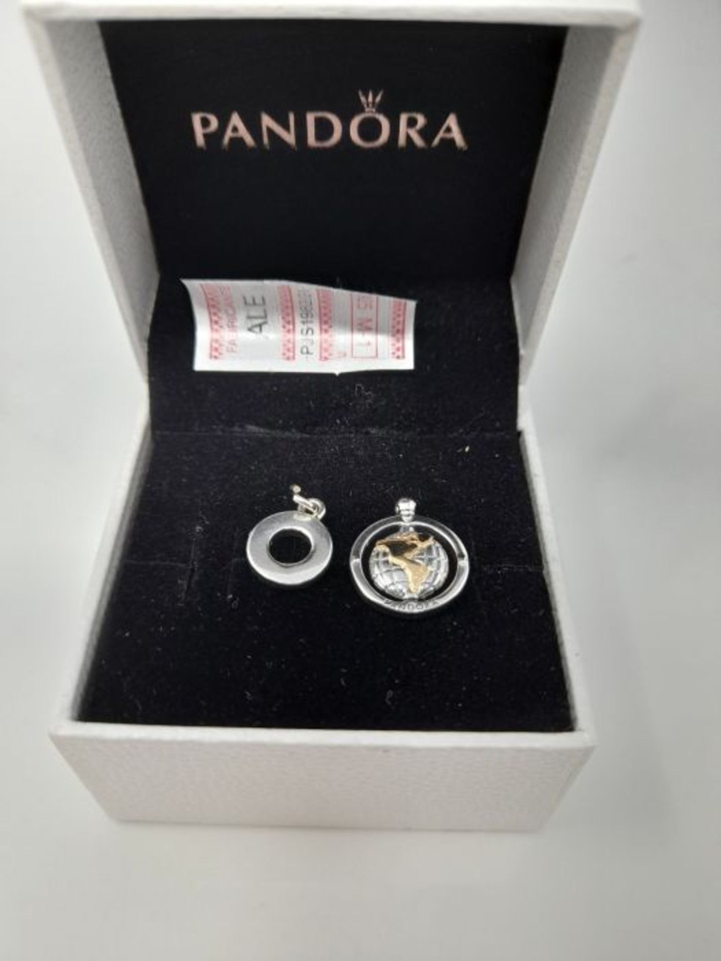 RRP £99.00 [CRACKED] Pandora Drehende Welt Charm-Anhänger in Sterling-Silber und 14 Karat Gold m - Image 3 of 3