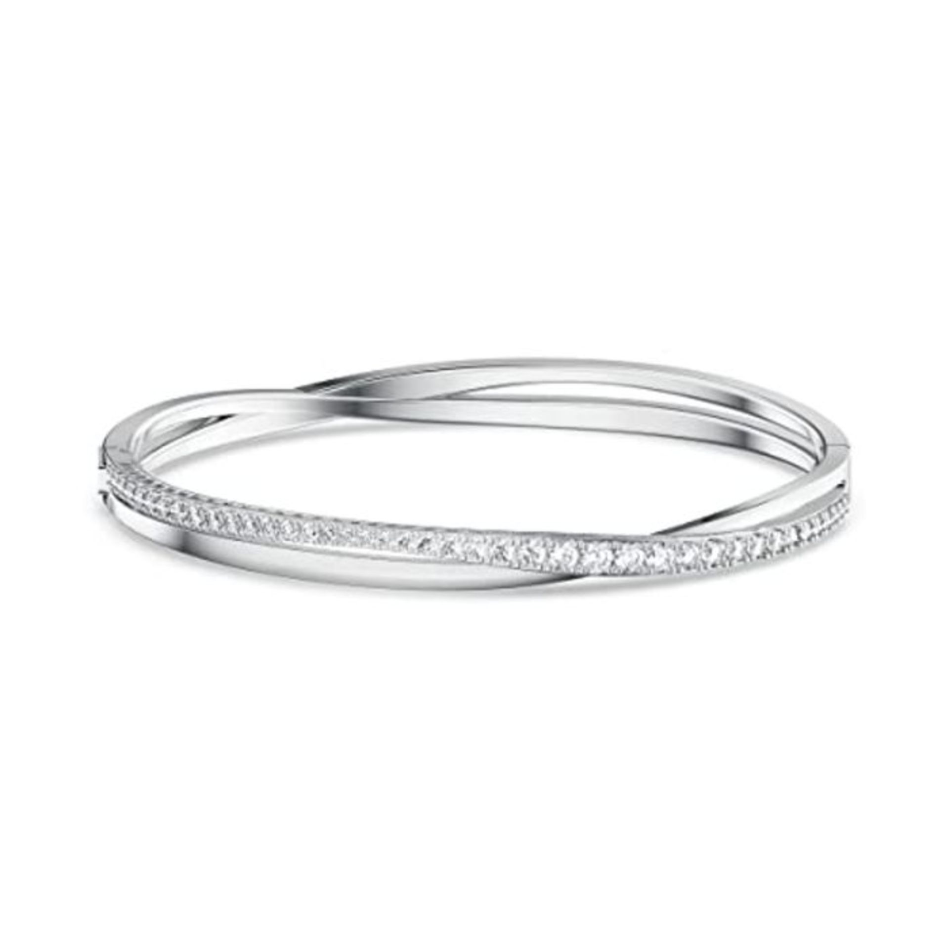 RRP £100.00 [INCOMPLETE] Swarovski Twist Rows Armband, Rhodinierter Damenarmreif mit Funkelndem Kr