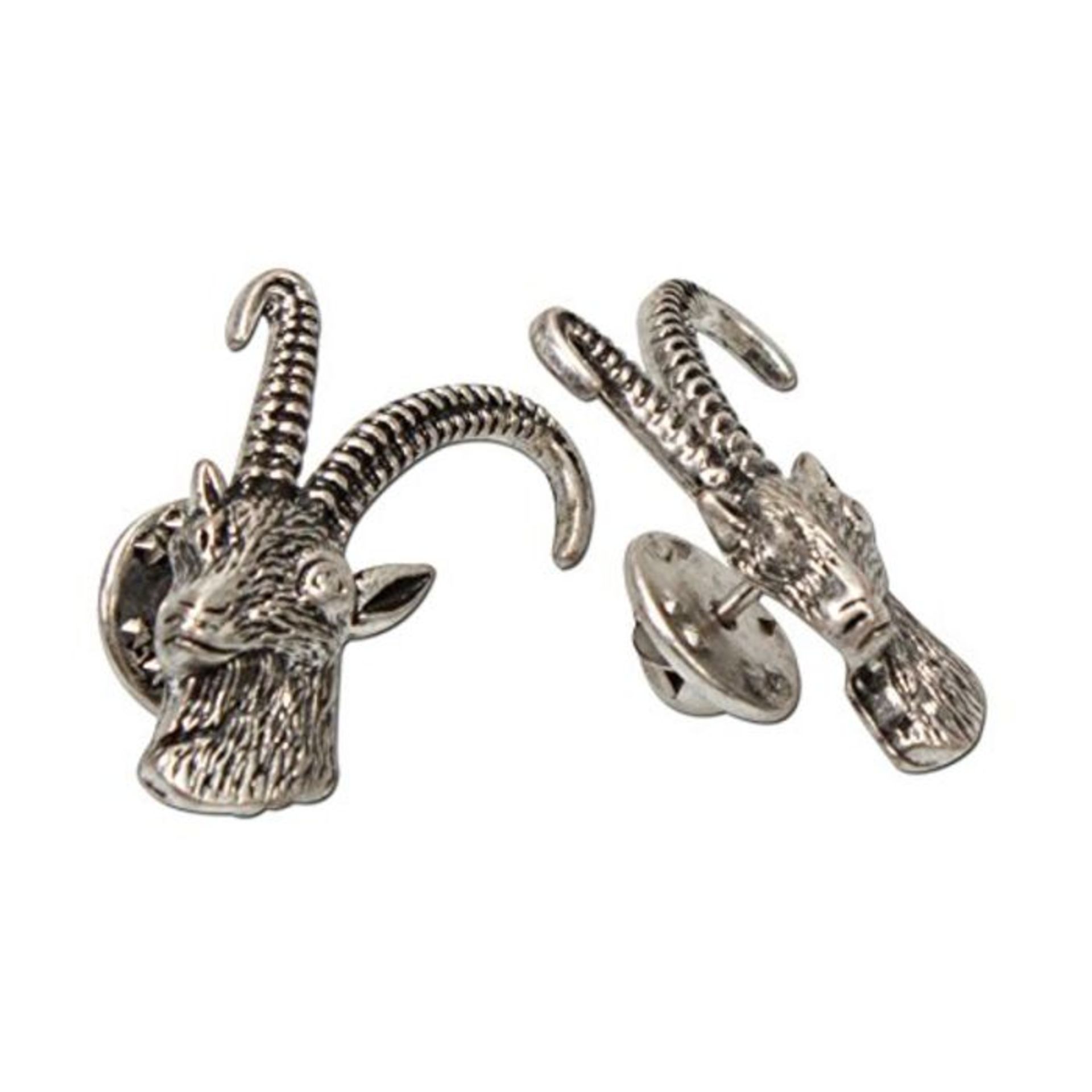 GAMS Goat Alpenflüstern Contagious-Pins(Silver-Coloured) 2S Kit - Costume Jewellery,