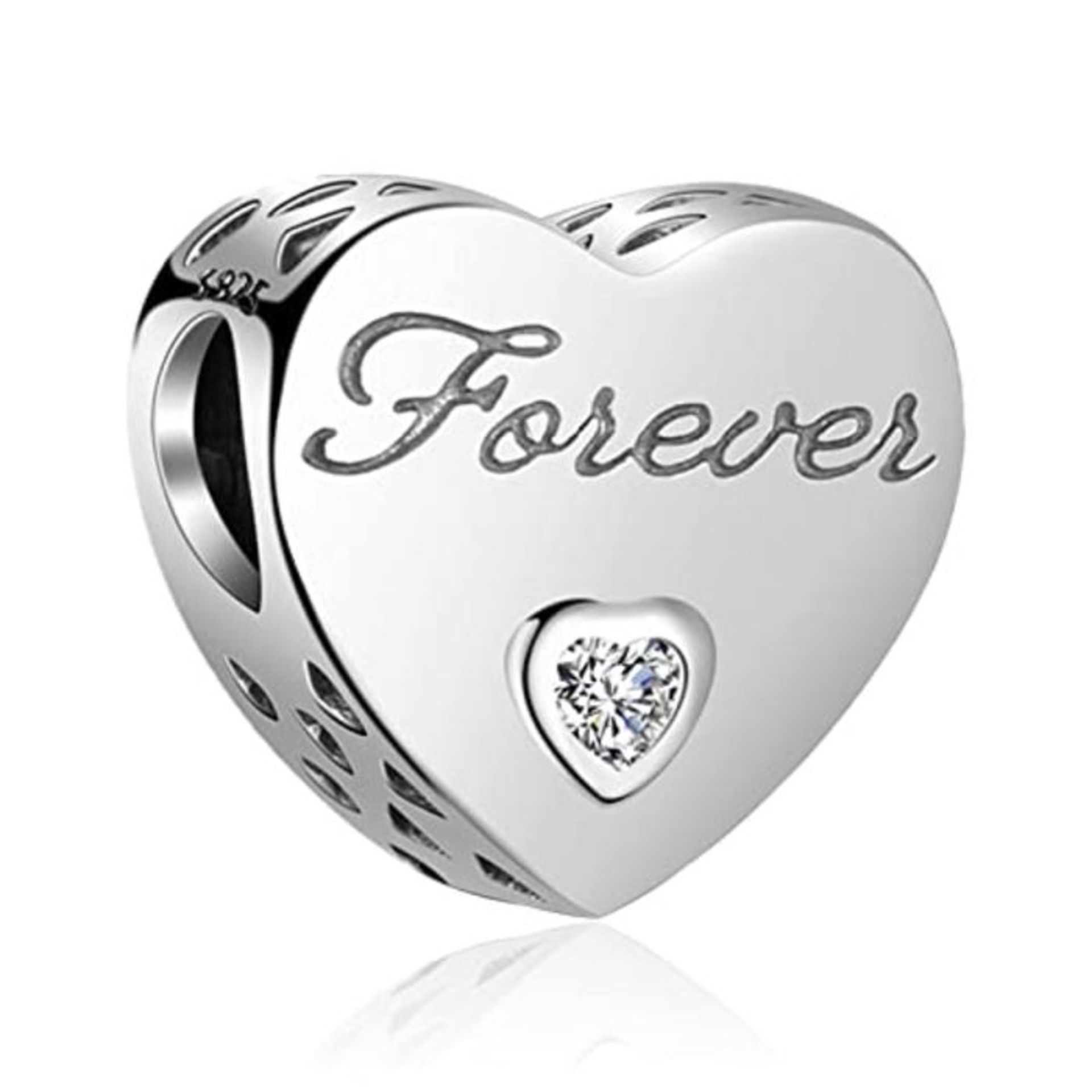 LaMenars Heart Charms "I Love You" Real 925 Sterling Silver Bead Charm Fits European B