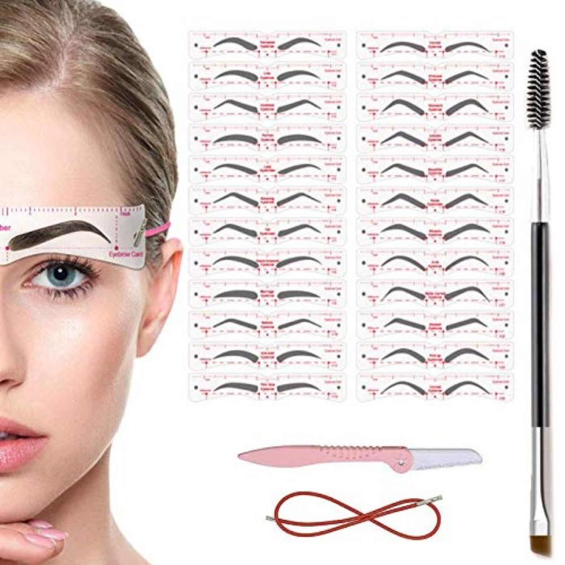 TEUVO Eyebrow Stencils Kit for Beginner 3 Minutes Makeup, 24 Styles of Templates, 1 Ey