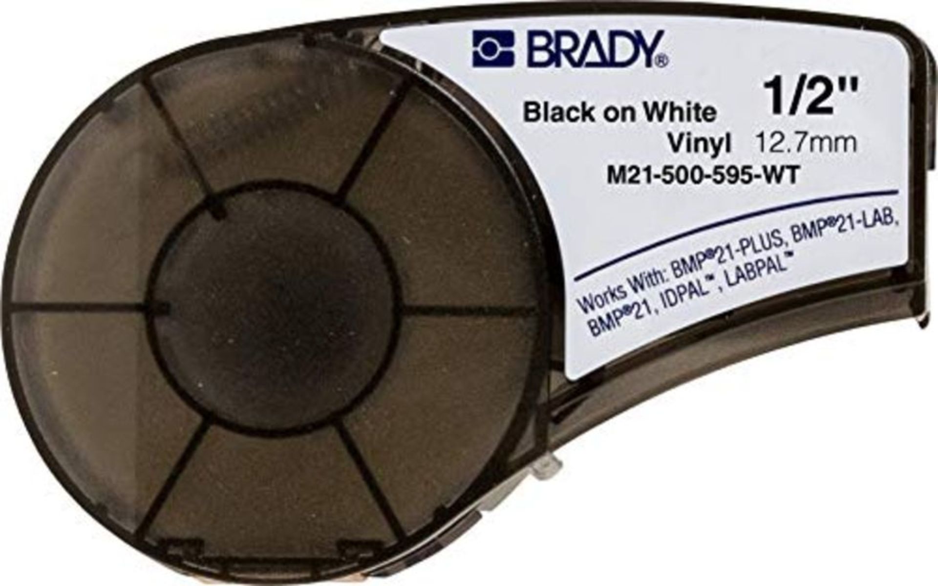 Brady High Adhesion Vinyl Label Tape (M21-500-595-WT) - Black on White Vinyl Film - Co