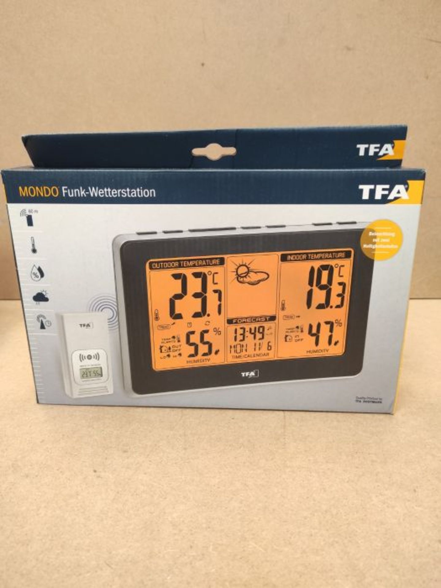 TFA Dostmann wireless weather station Mondo, 35.1151.01, indoor outdoor temperature an - Image 2 of 3