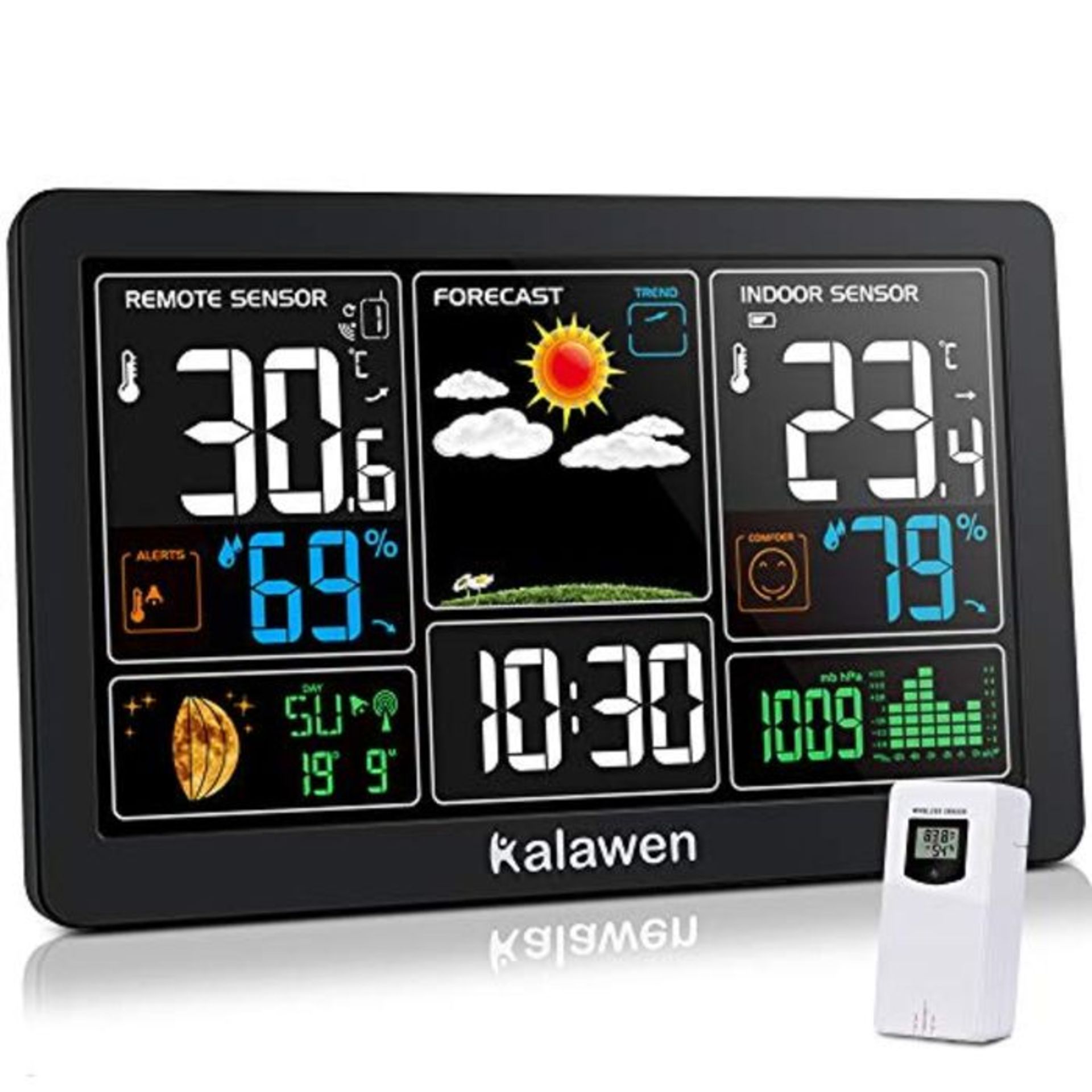 Kalawen Weather Station with Outdoor Sensor Indoor and Outdoor 9-IN-1 Wireless Digital