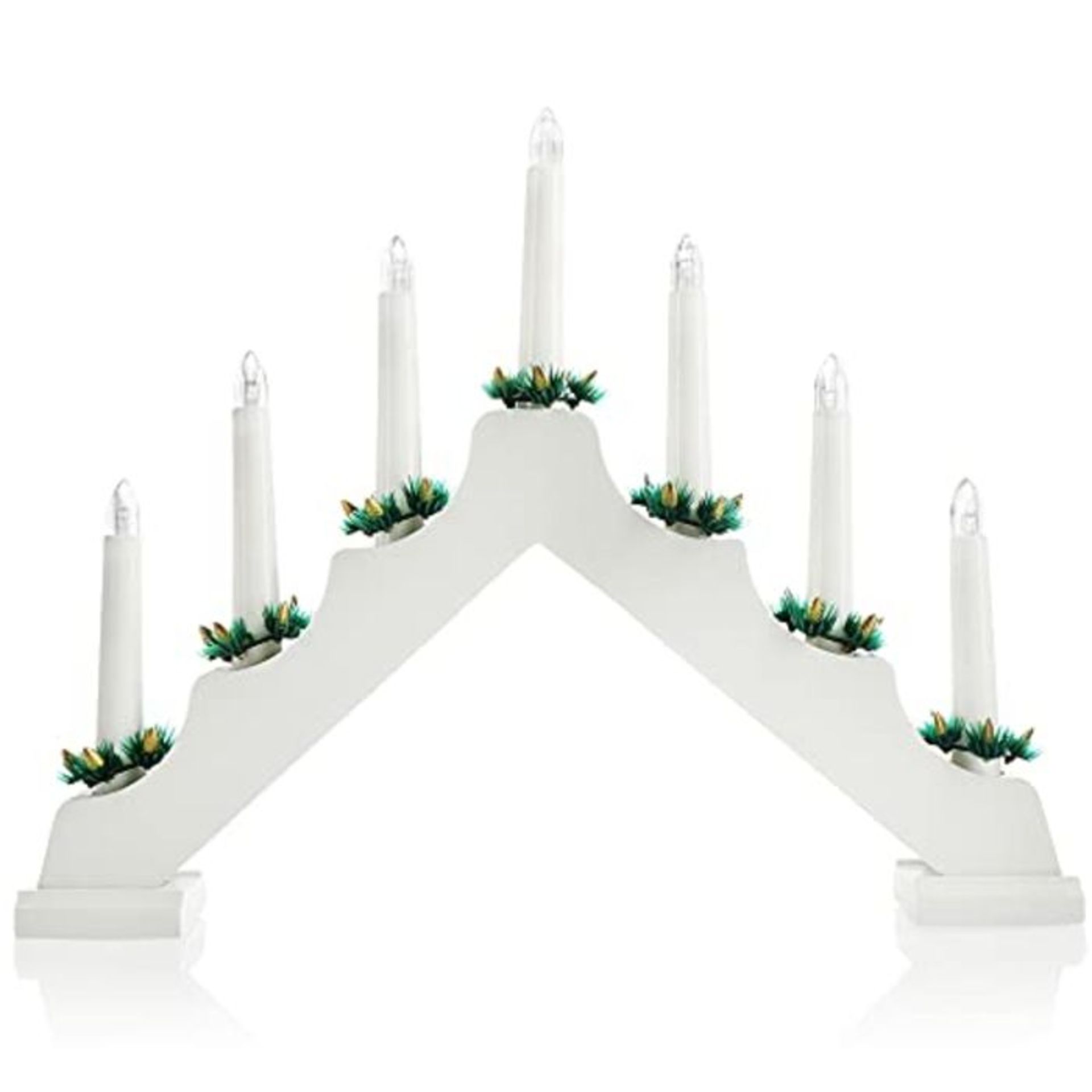 com-four® LED candle arch as Christmas lighting - candle bridge with 7 LEDs - light a