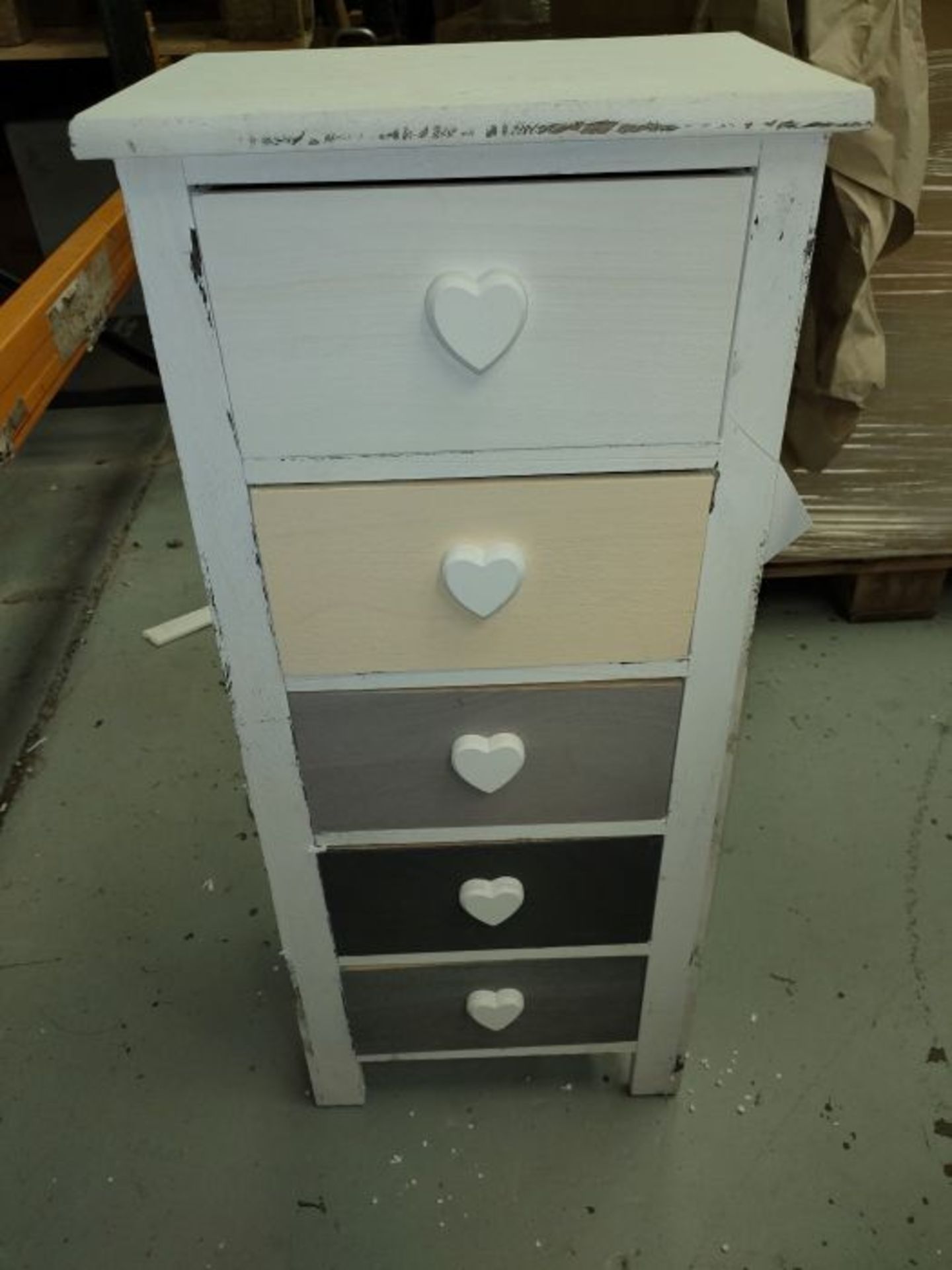 RRP £52.00 Rebecca Mobili Small Chest of Drawers, Narrow Organizer 4 Drawers, White Beige Wood, V