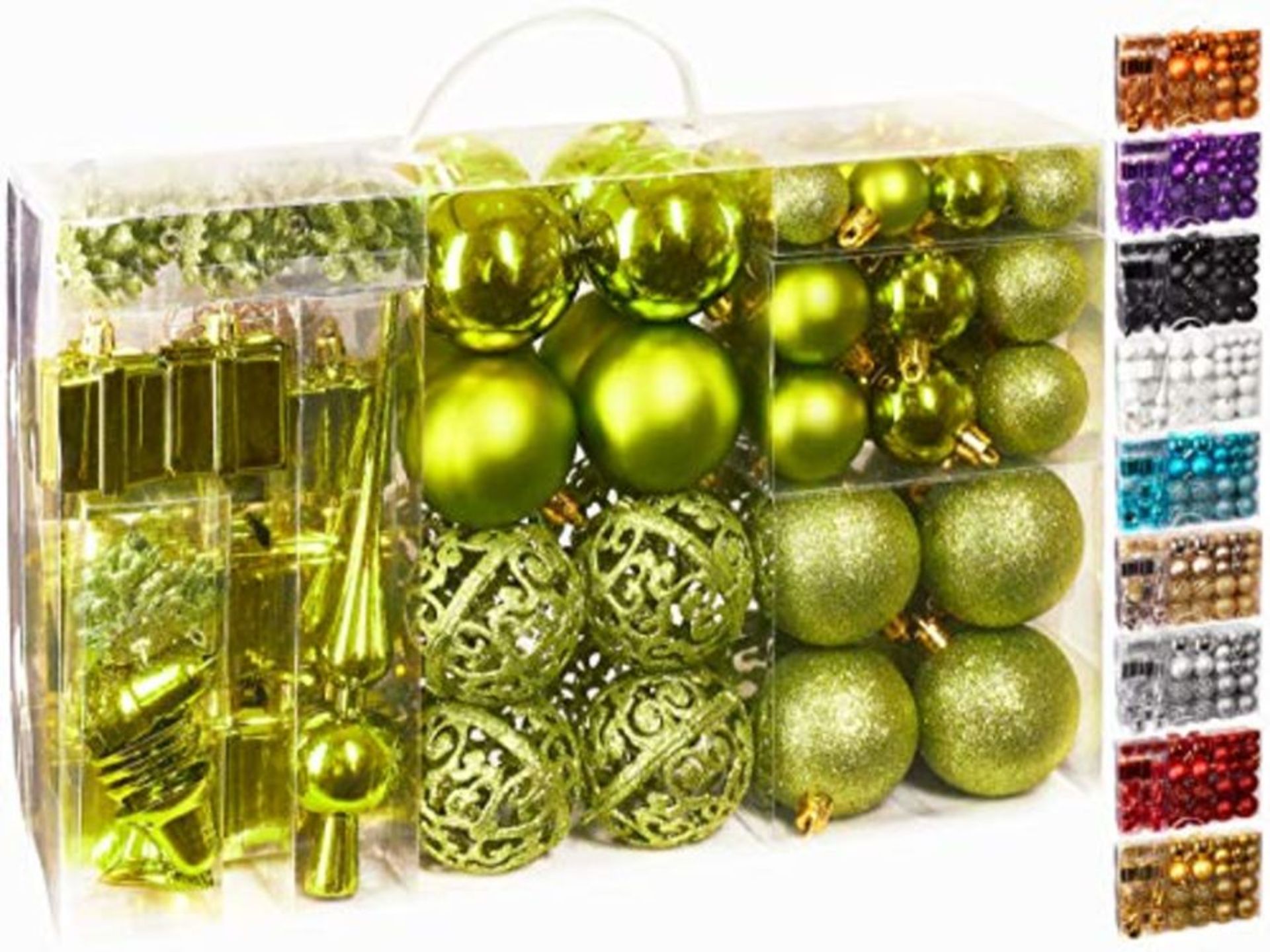 BRUBAKER 101 Pack Assorted Christmas Ball Ornaments - Shatterproof - Baubles with Tree