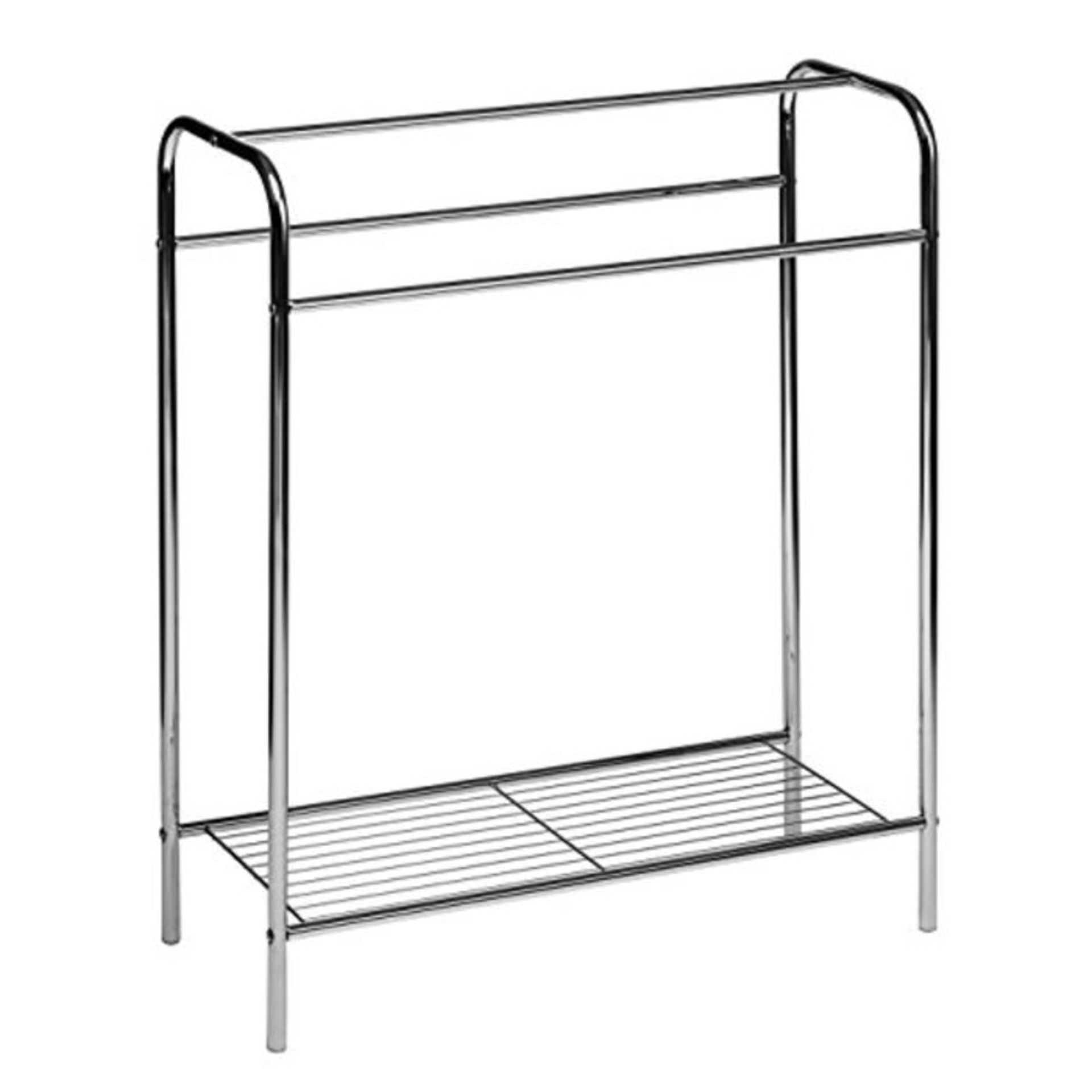 Premier Housewares Chrome Floor Standing Towel Stand - Silver