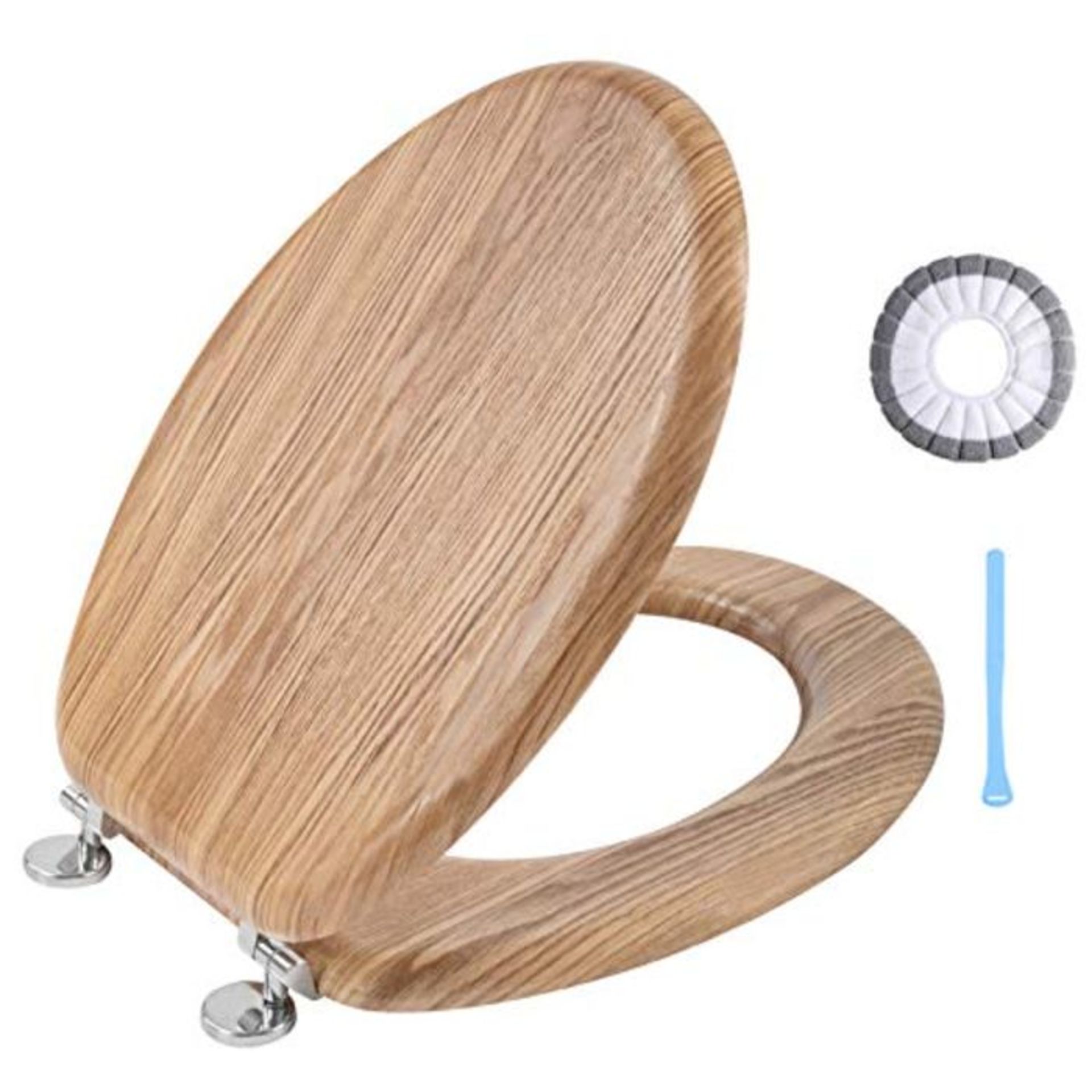 [Cracked] Angel Shield High-Quality Antibacterial Wooden Toilet Seat Adjustable Hinges