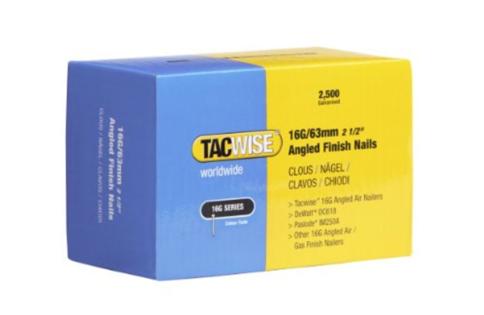 Tacwise 16G/63mm Angled Nails for Nail Gun DC618K (2500)