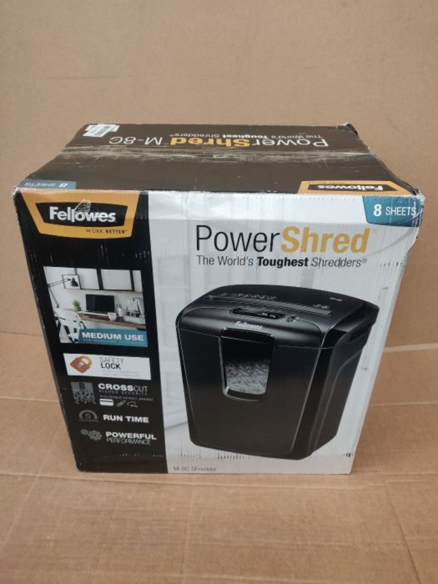 RRP ?4.00 Fellowes Powershred M-8C 8 Sheet Cross Cut Personal Shredder with Safety Lock - Image 2 of 3