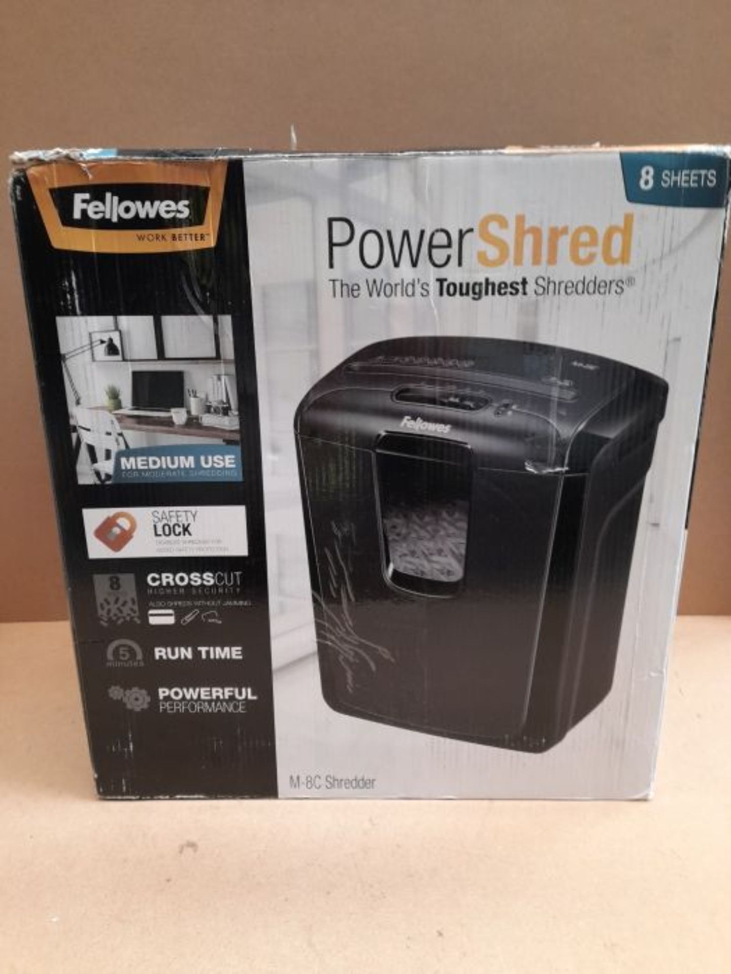 Fellowes Powershred M-8C 8 Sheet Cross Cut Personal Shredder with Safety Lock - Image 2 of 3