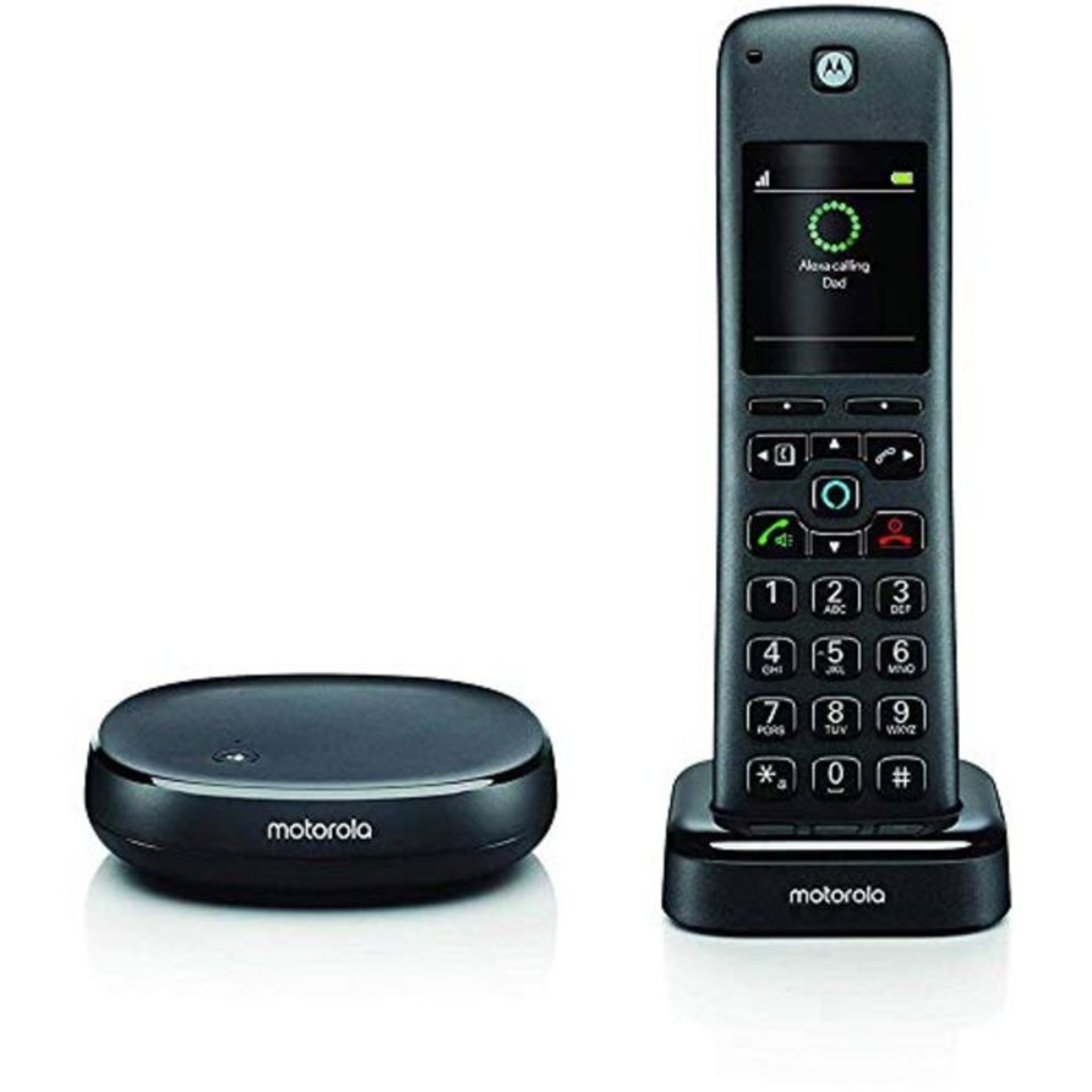 RRP £78.00 Motorola AXH01 - TÃ©lÃ©phone d'intÃ©rieur sans Fil avec Alexa - Noir