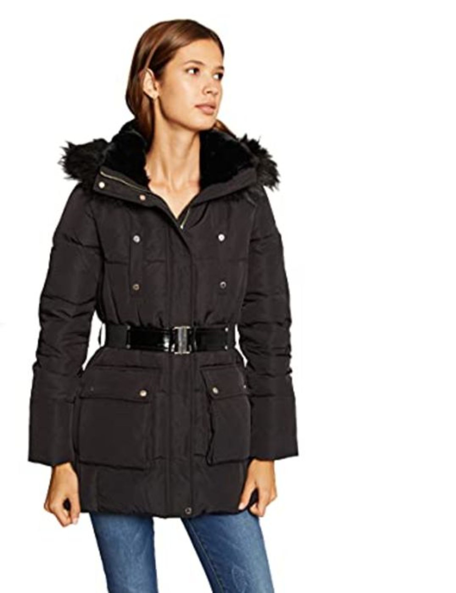 RRP £130.00 Morgan Women's Doudoune Longue poches à soufflé 212-GELILA Jacket, Black, 42