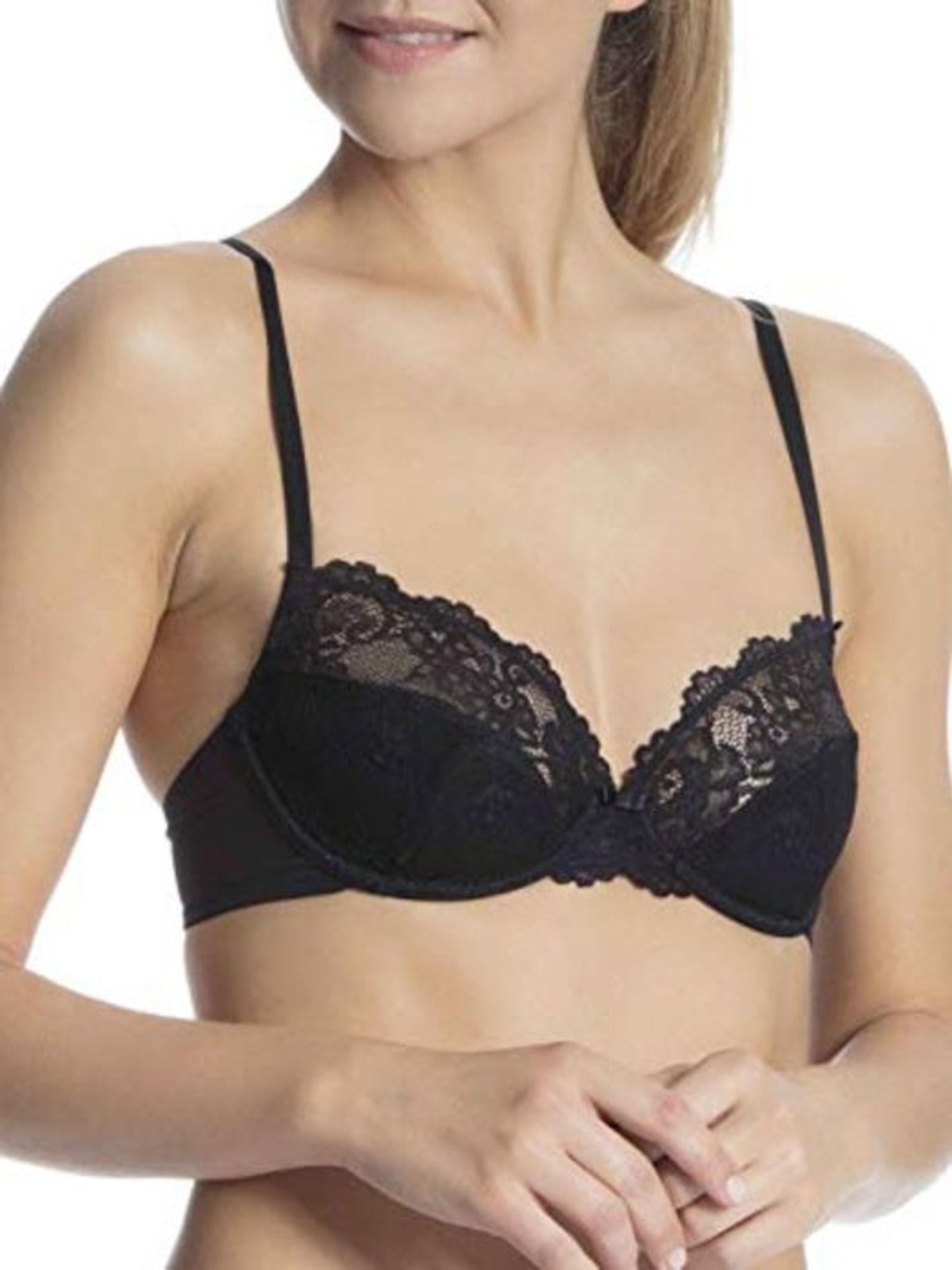 Triumph Women's Tempting Lace W Non-Padded Wired Bra, Black, Size 34B (Size: 75B)