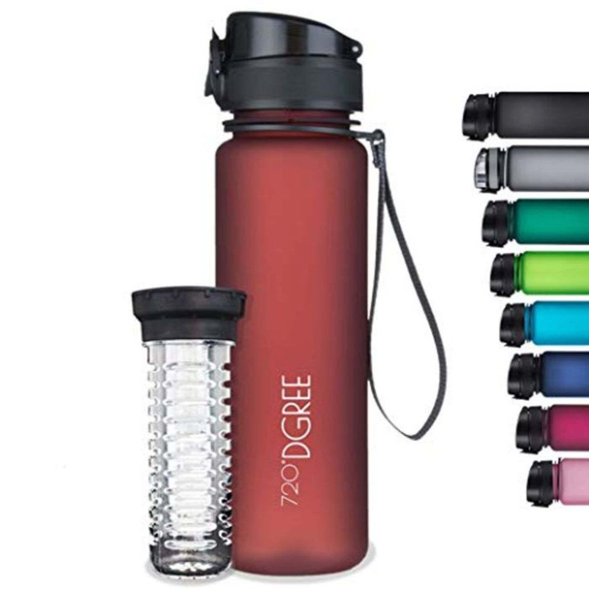 720°DGREE Water Bottle ?uberBottle? - 1 L softTouch +Fruit-Infuser - BPA-Free Tritan,