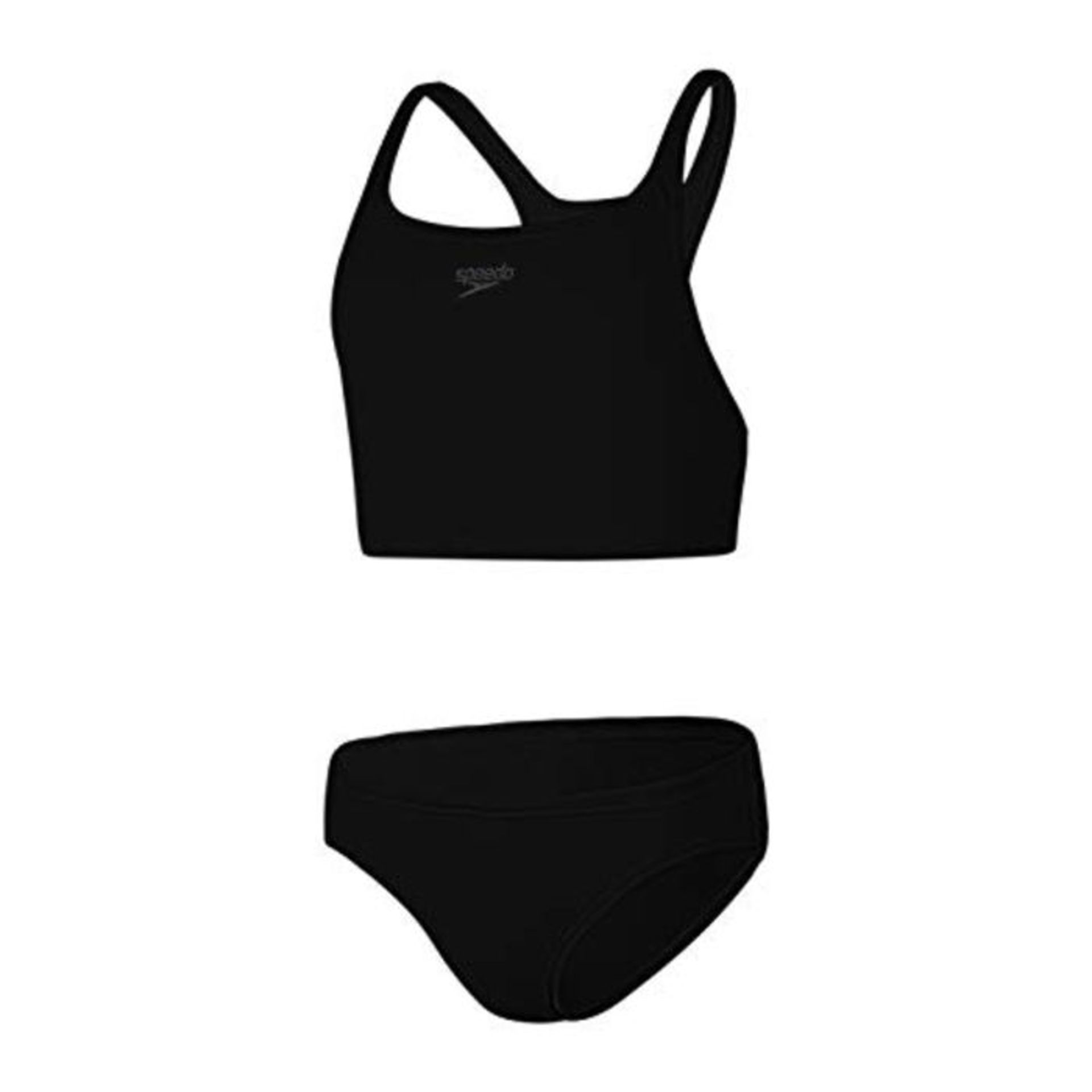 Speedo Girls' Essential Endurance+ Medalist 2 Piece Bikini, Black, 34 (15-16 YRS)