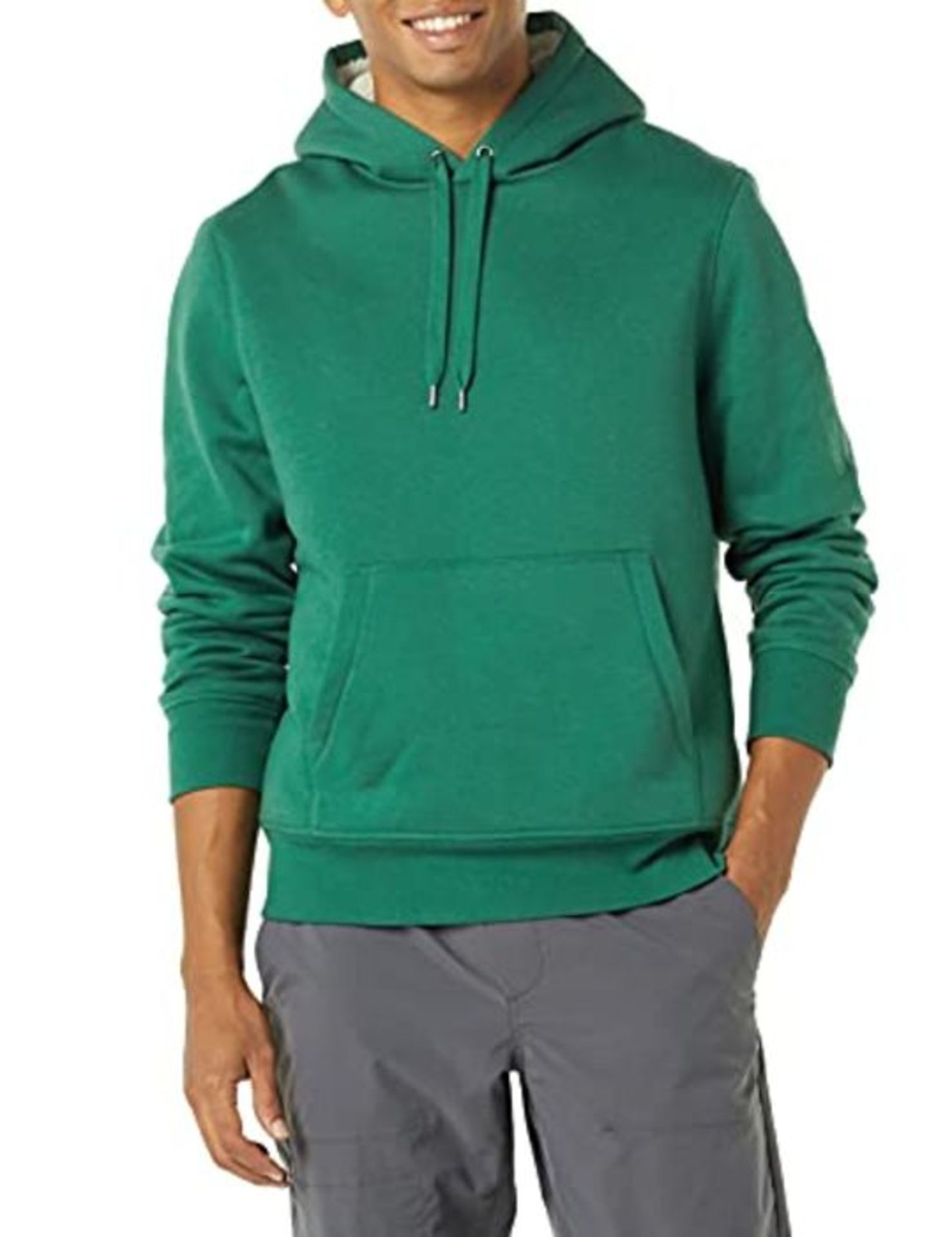 Amazon Essentials Sherpa-Lined Pullover Hoodie Sweatshirt Maglione, Verde, XXL