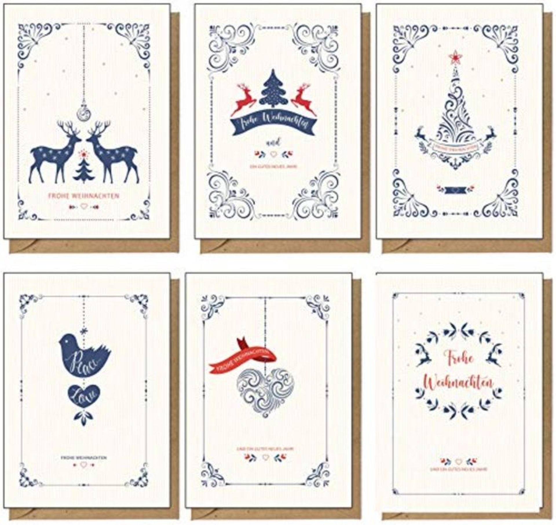 48 x recycelte Weihnachtskarten mit modernem Design