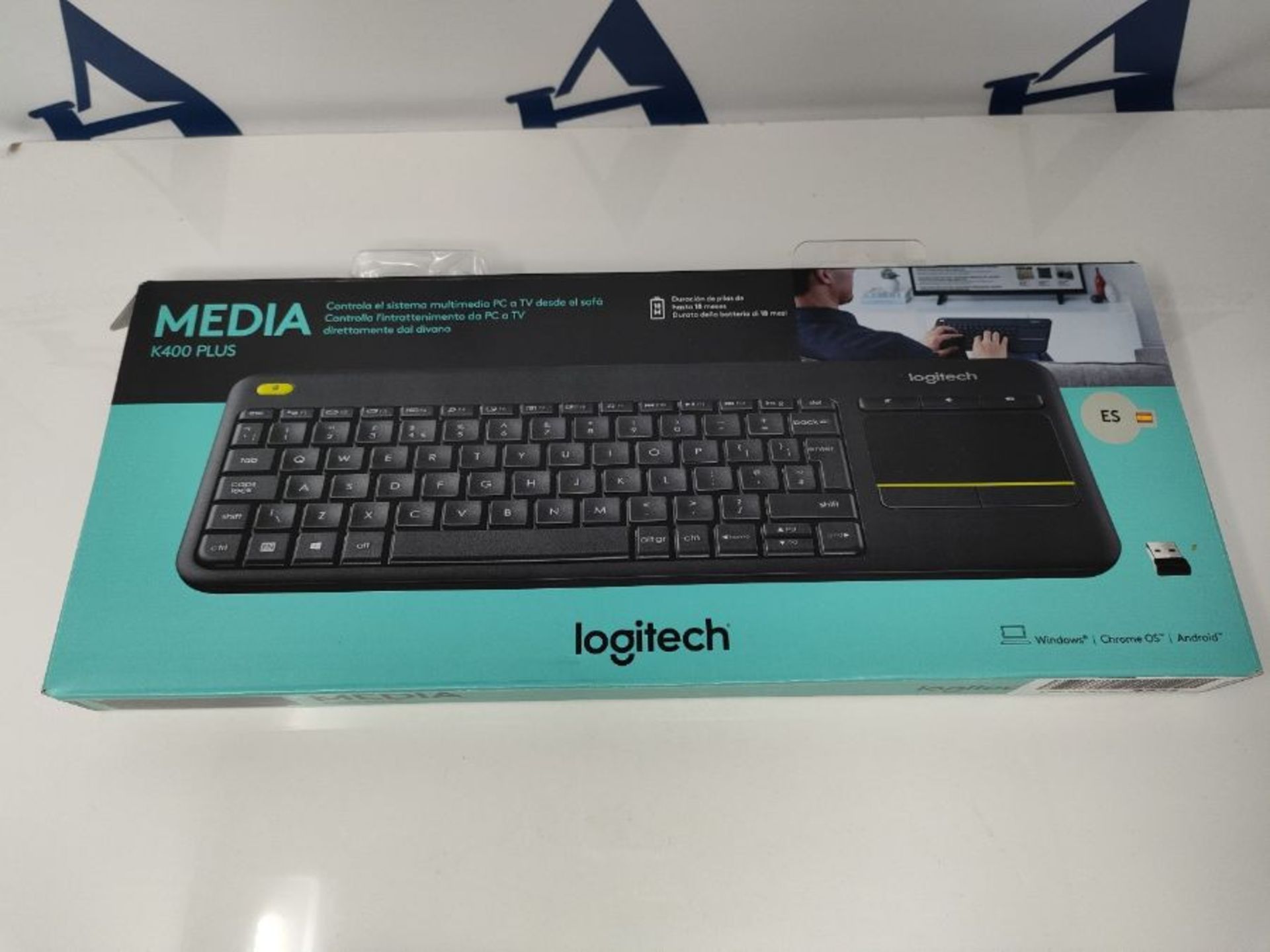 Logitech K400 Teclado Táctil Inalámbrico Plus para TV con un Control Multimedia y Pa - Image 2 of 3