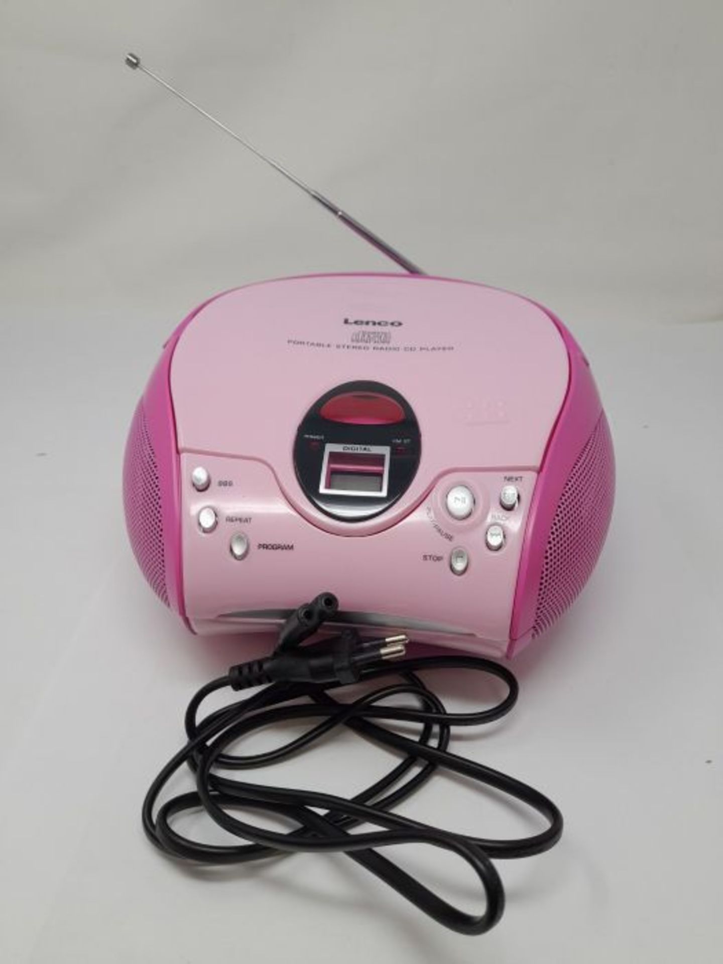 Lenco SCD-24 Stereo UKW-Radio mit CD-Player und Teleskopantenne rosa