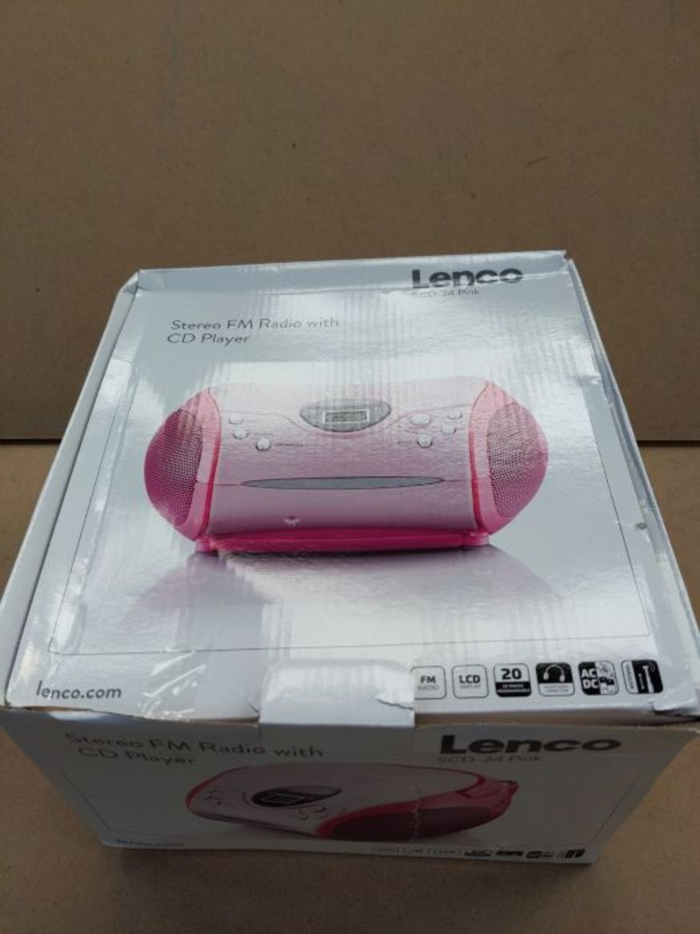 Lenco SCD-24 Stereo UKW-Radio mit CD-Player und Teleskopantenne rosa