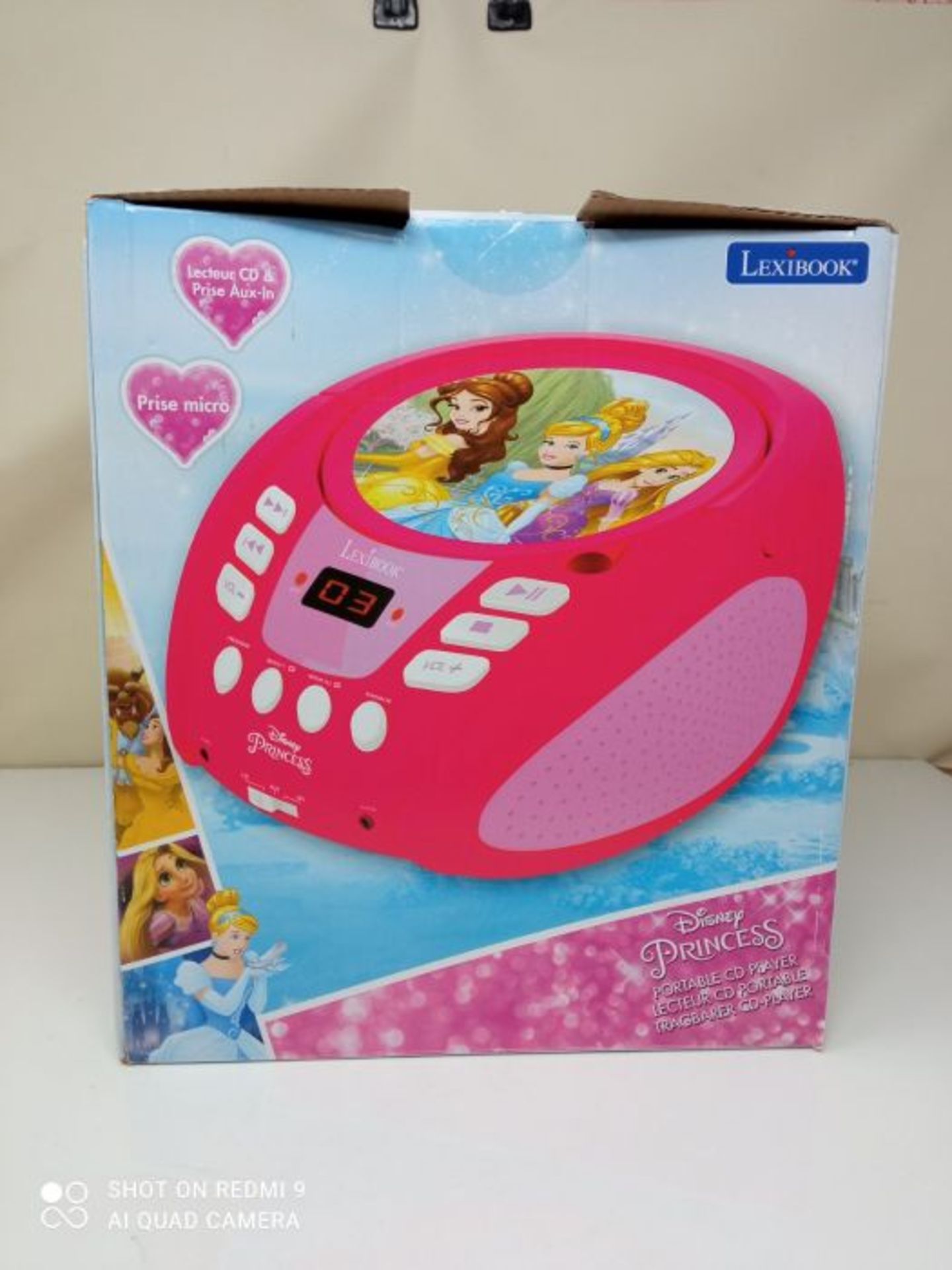 Lexibook Disney Princess CD player, aux-in jack, AC or battery-operated, Pink/White, R - Image 2 of 3