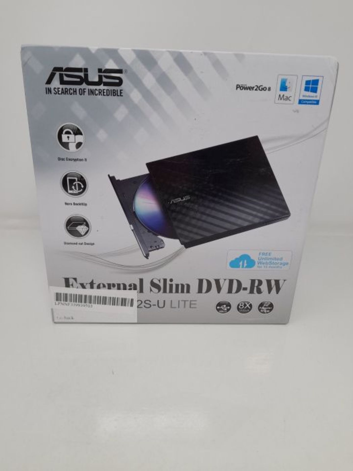 ASUS SDRW-08D2S-U LITE/BLK/G/AS - Asus External Slim DVDRW 8X BLK - Image 2 of 3