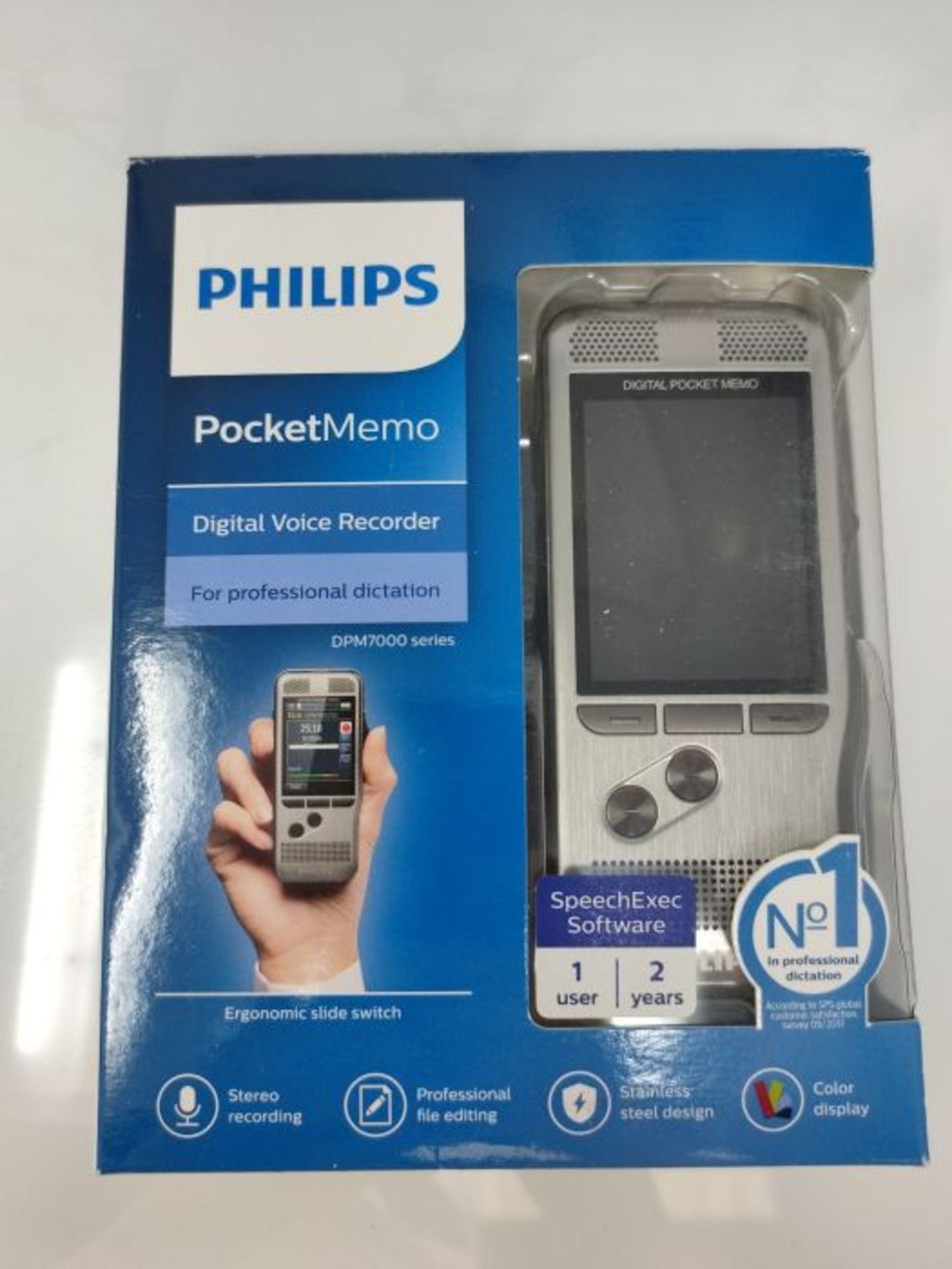 RRP £333.00 Philips PocketMemo Recorder SpeechExec DPM7200/02 Slide Switch Professional Dual Micro - Image 2 of 3