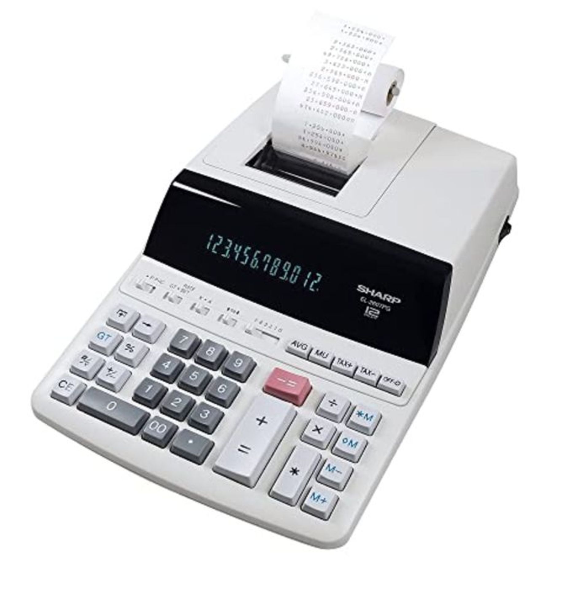 RRP £85.00 Sharp Druckender Tischrechner EL-2607PGGYSE (12-stellig, schwarz rote Druckfarben) gra