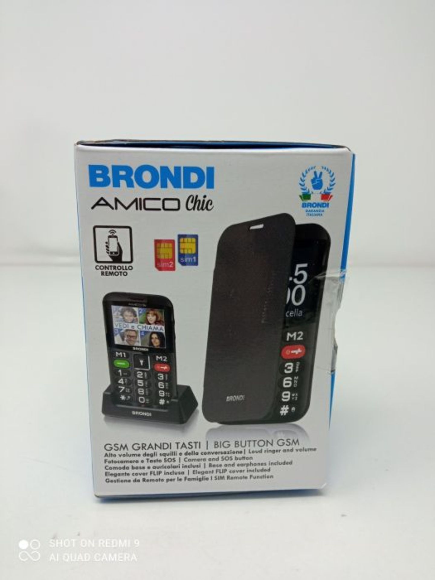 RRP £50.00 Brondi Amico Chic, Telefono cellulare GSM per anziani con tasti grandi, tasto SOS e fu - Image 2 of 3