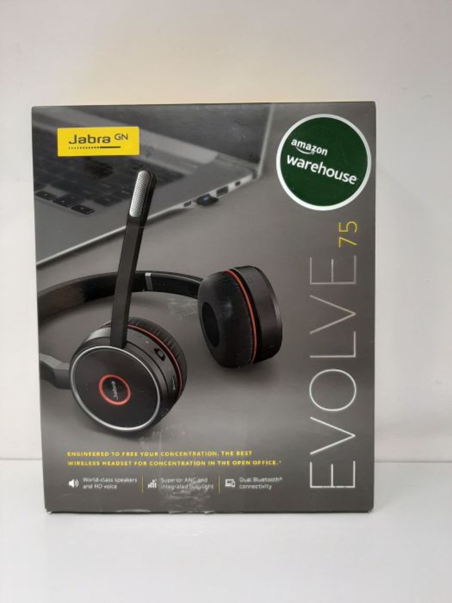 RRP £299.00 Jabra Evolve 75 Wireless On-Ear Headset - Unified Communications Optimised Stereo Head - Image 2 of 3