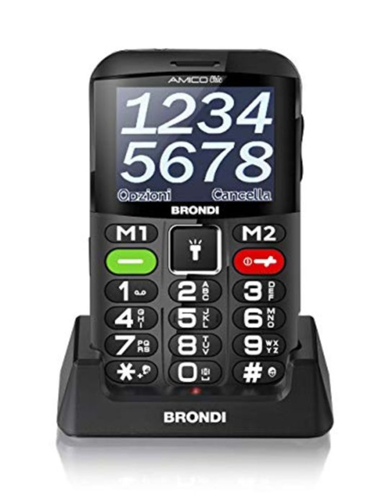 RRP £50.00 Brondi Amico Chic, Telefono cellulare GSM per anziani con tasti grandi, tasto SOS e fu