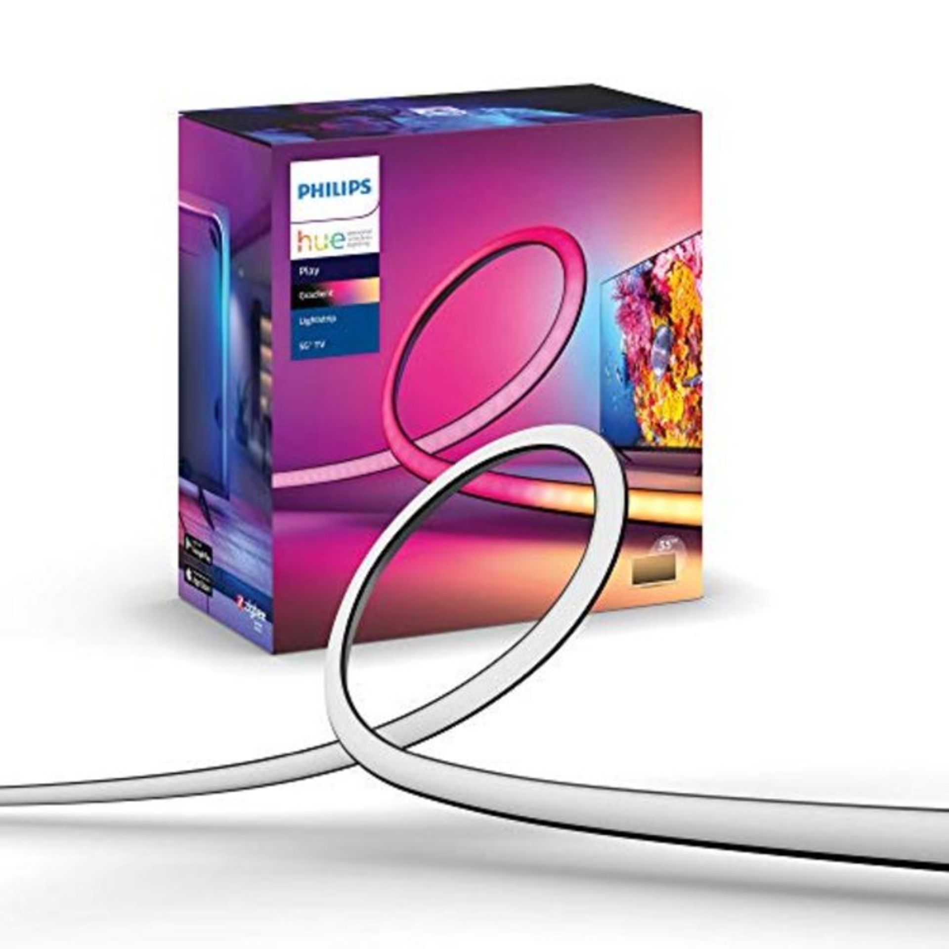 RRP £209.00 Philips Hue Gradient Lightstrip for 55 Inch TVs, Sync with Media and Gaming Smart Ente