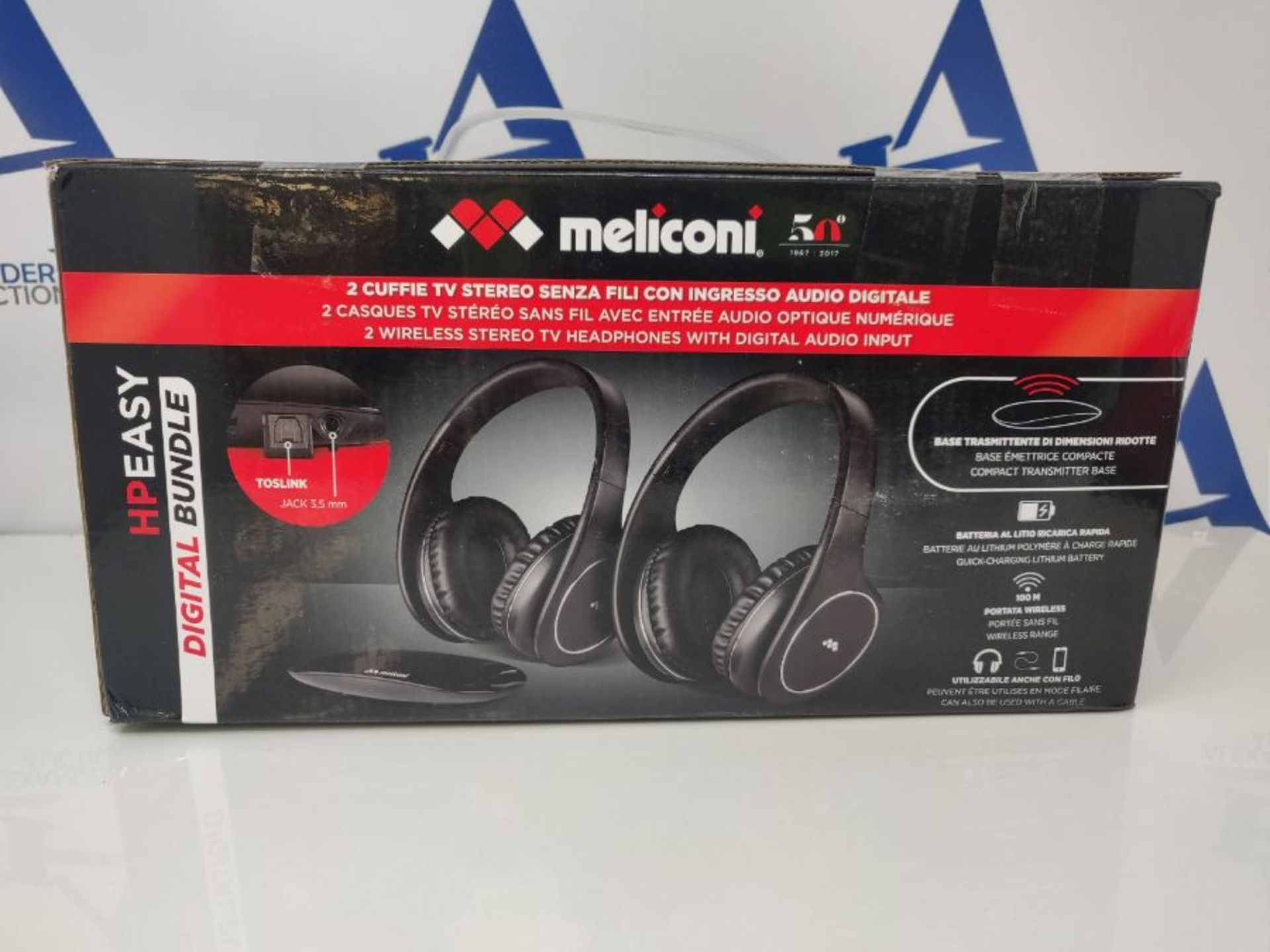 RRP £94.00 Meliconi HP Easy Digital Bundle, 2 Wireless Stereo TV Headsets, 100% Digital, with Ana - Image 2 of 3