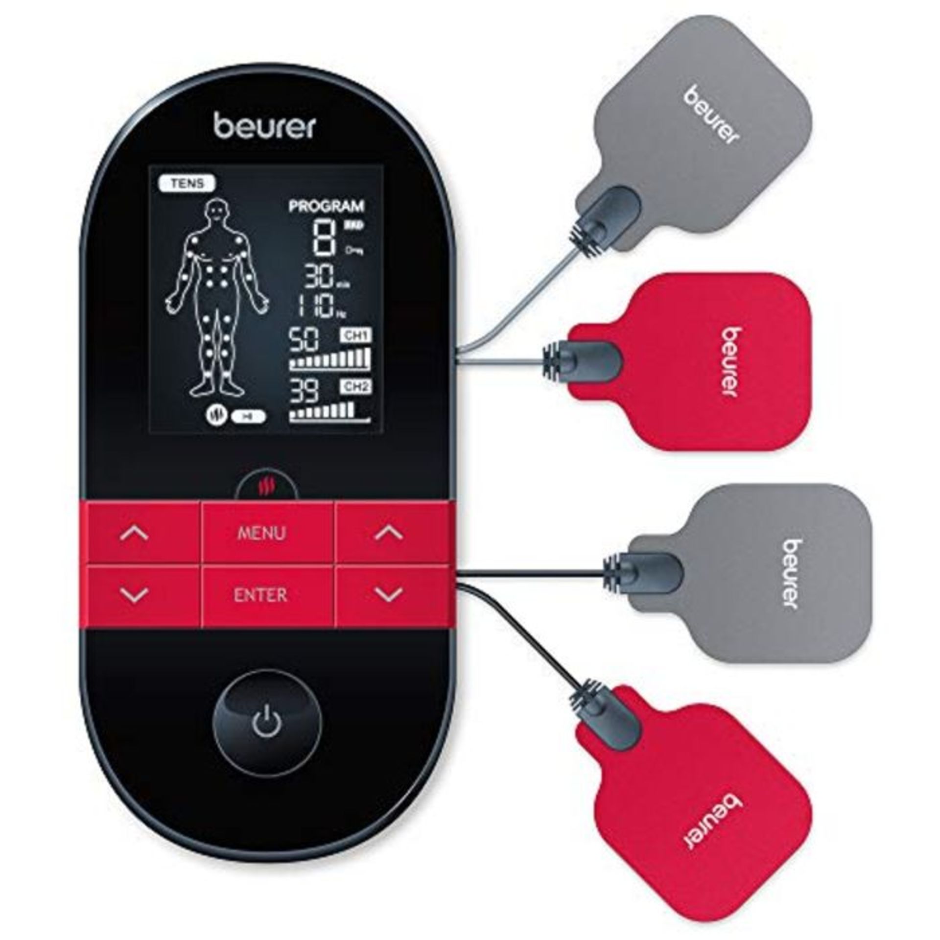 RRP £100.00 Beurer EM59 Digital TENS/EMS Device with Heat | 4-in-1 stimulation device for pain the