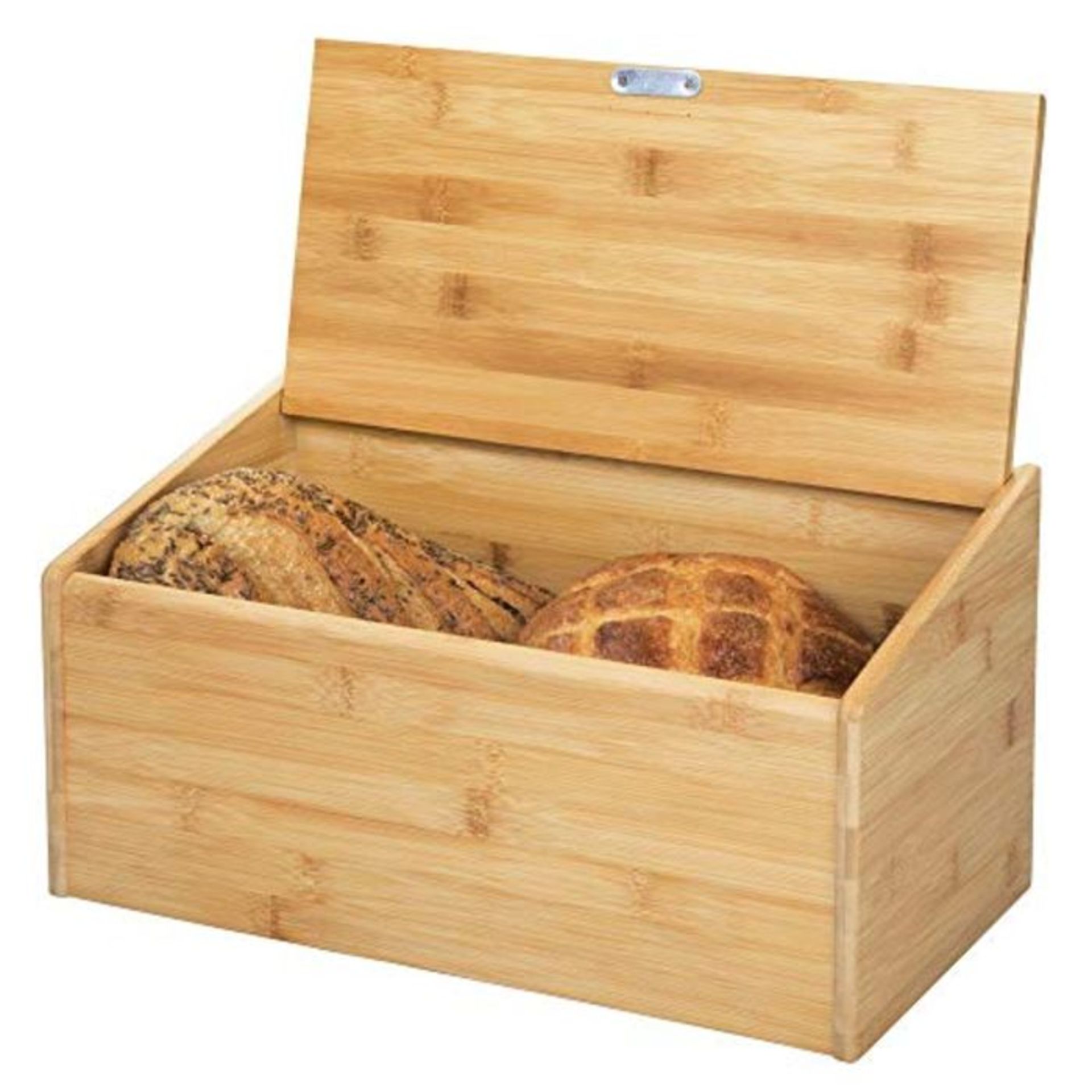mDesign Bamboo Bread Box Bin with Hinged Lid for Kitchen Counter Top, Island and Pantr