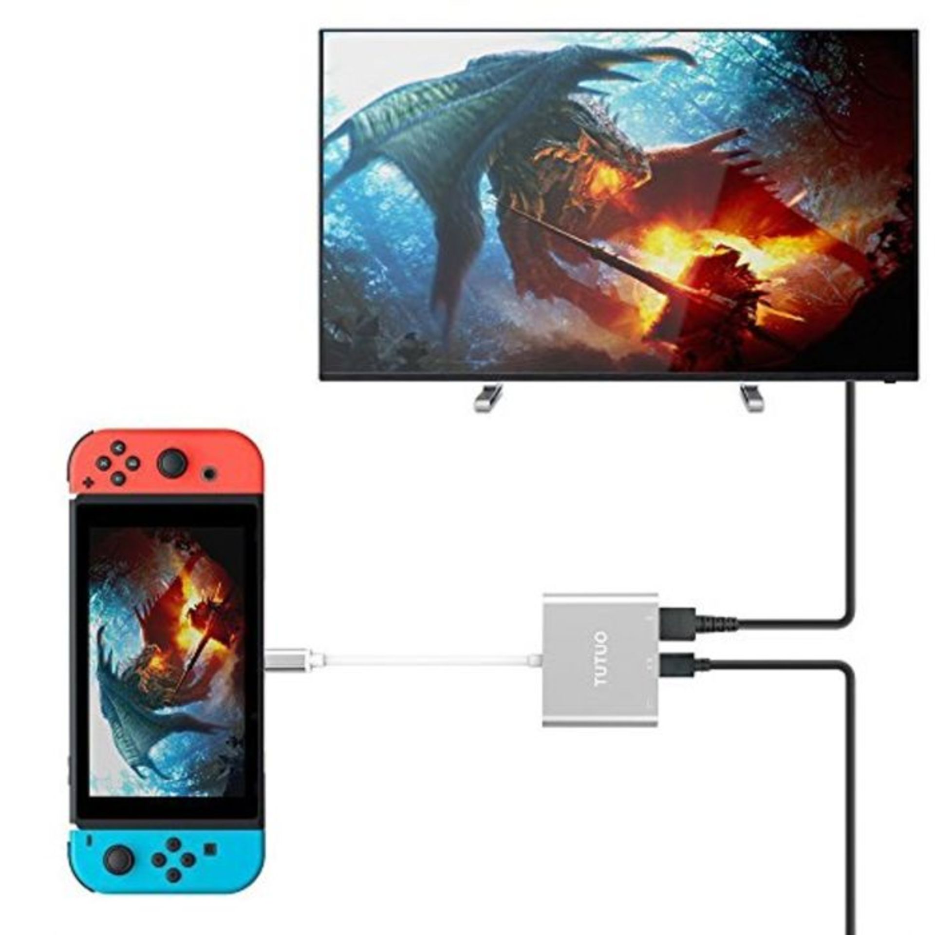 TUTUO Dock for Nintendo Switch, USB Type C to HDMI Adapter USB 3.0 Converter USB-C PD