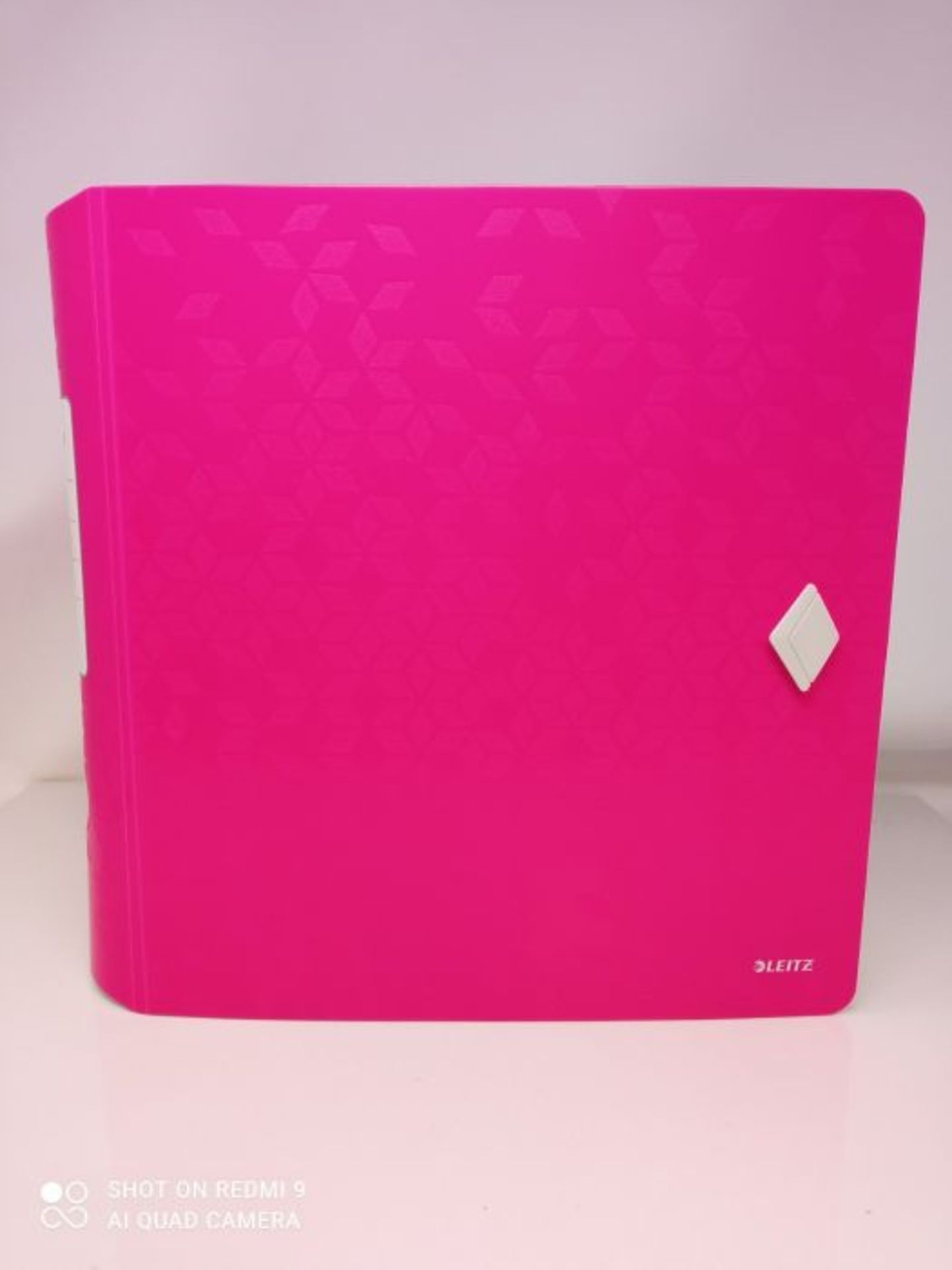 Leitz Lever Arch File, Metallic pink, A4, Curved spine 75mm width, Elastic fastening, - Image 2 of 3