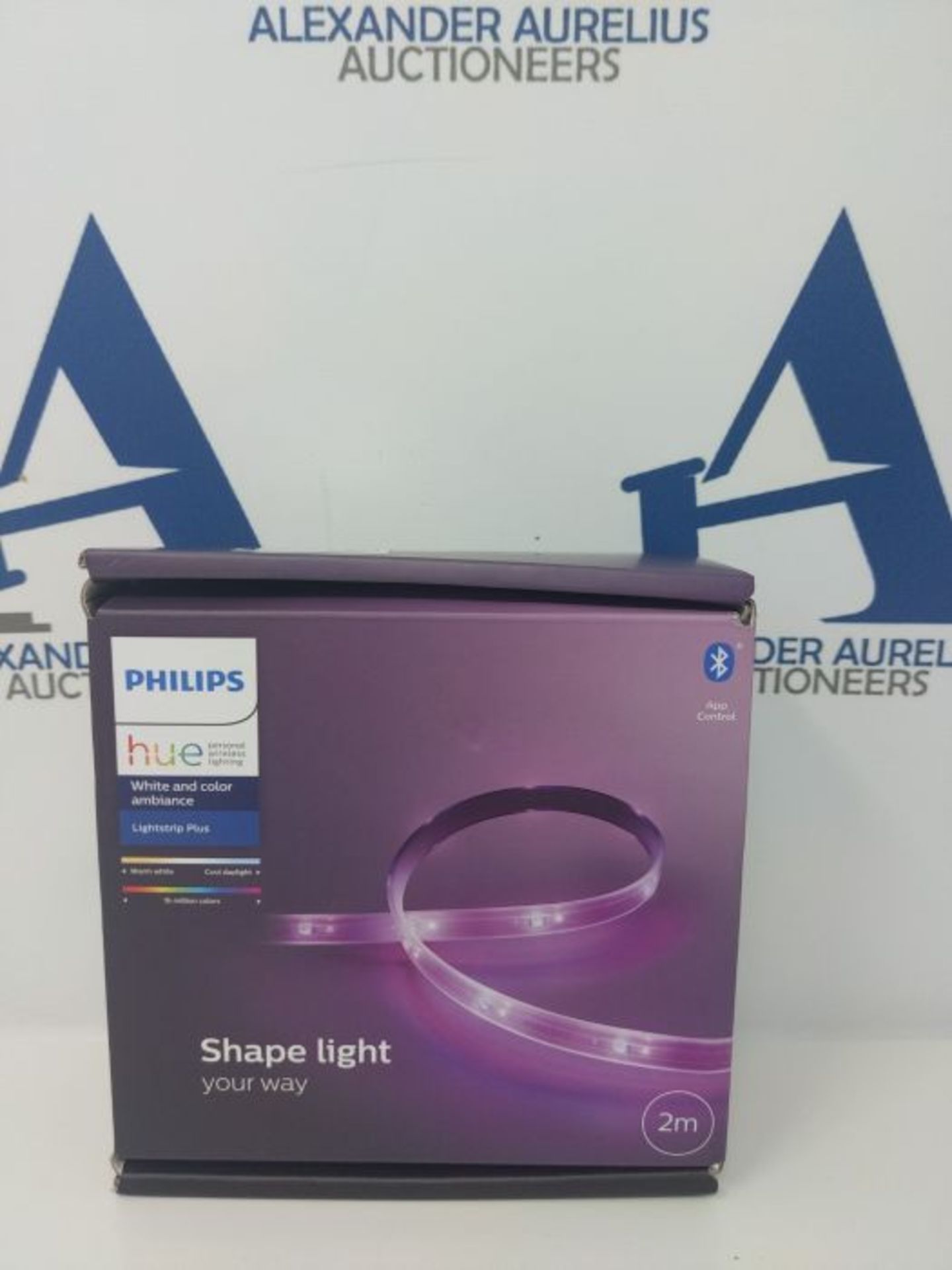 RRP £66.00 Philips Hue Lightstrip Plus v4 [2 m] White and Colour Ambiance Smart LED Kit with Blue - Image 2 of 3