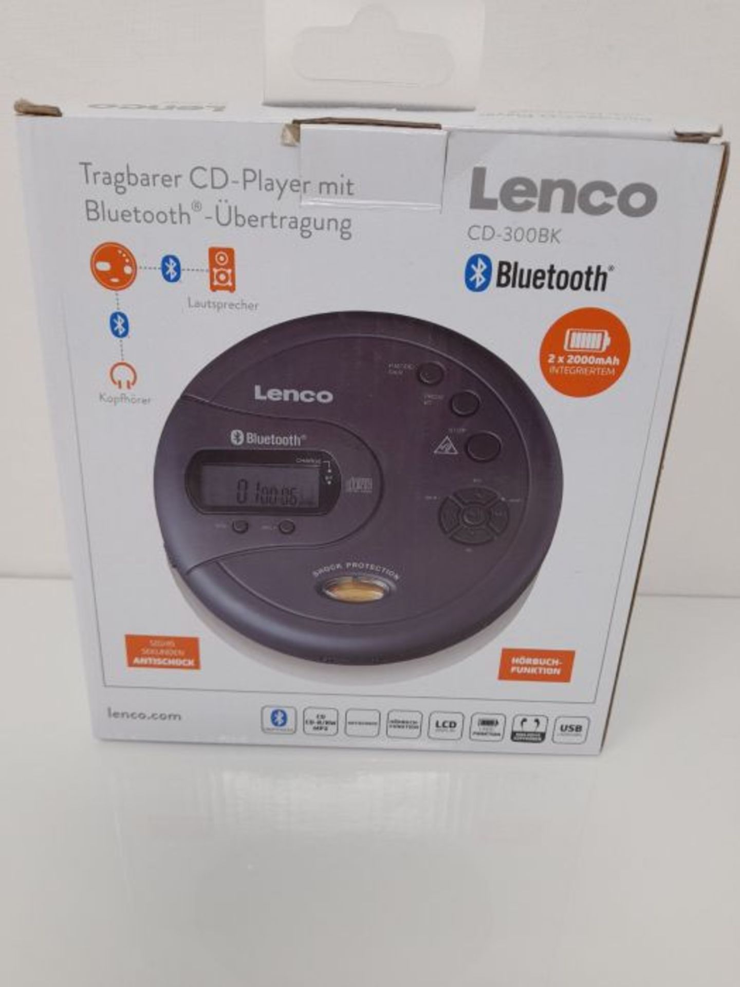 RRP £59.00 Lenco CD-300 - Portable CD Player Walkman - Bluetooth Diskman - CD Walkman - MP3 Funct - Image 2 of 3
